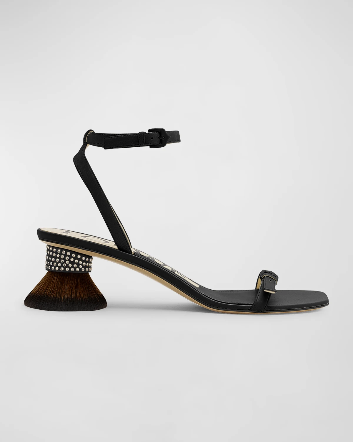 Petal Brush-Heel Leather Sandals