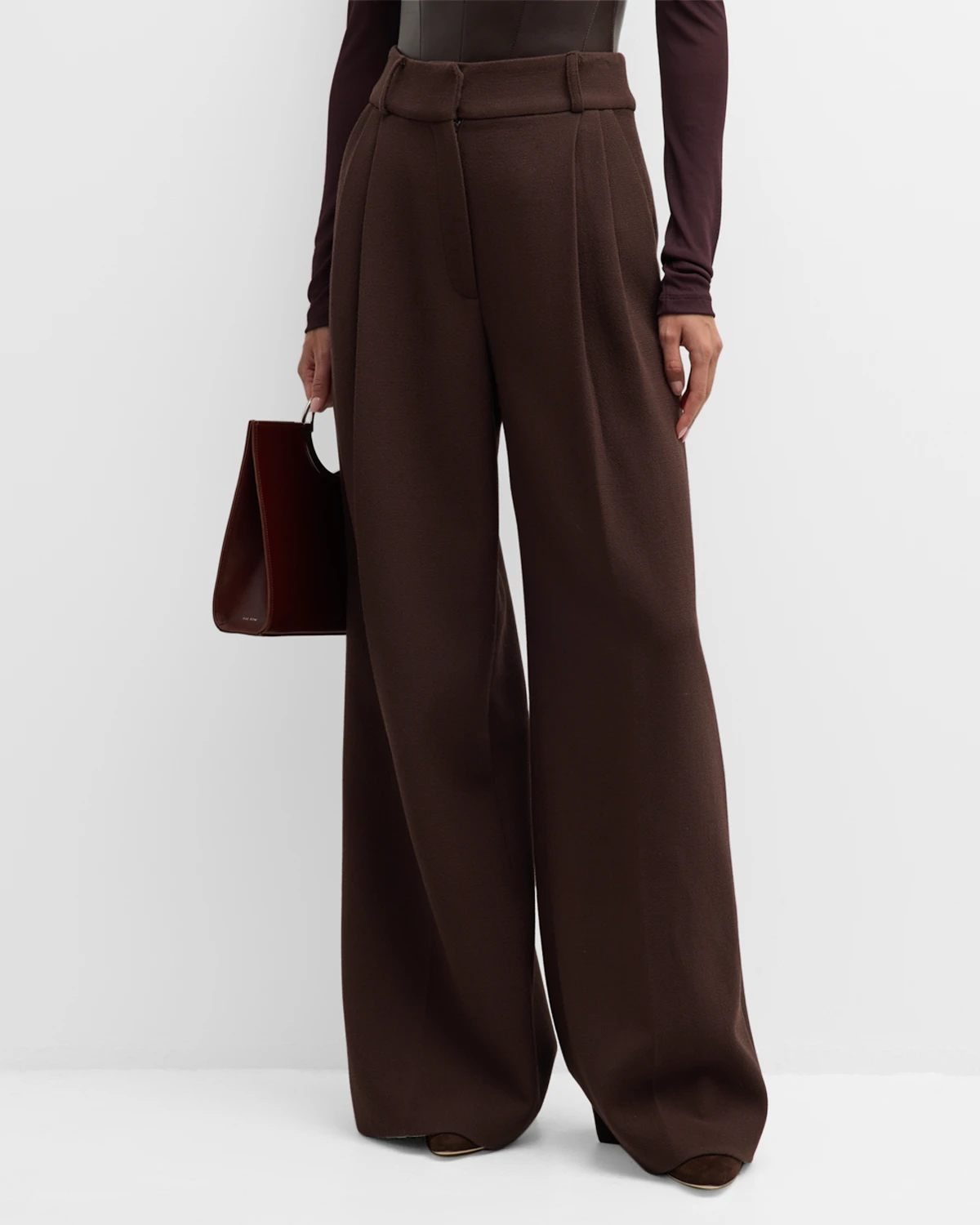 High-Rise Deep Pleated Wide-Leg Pants