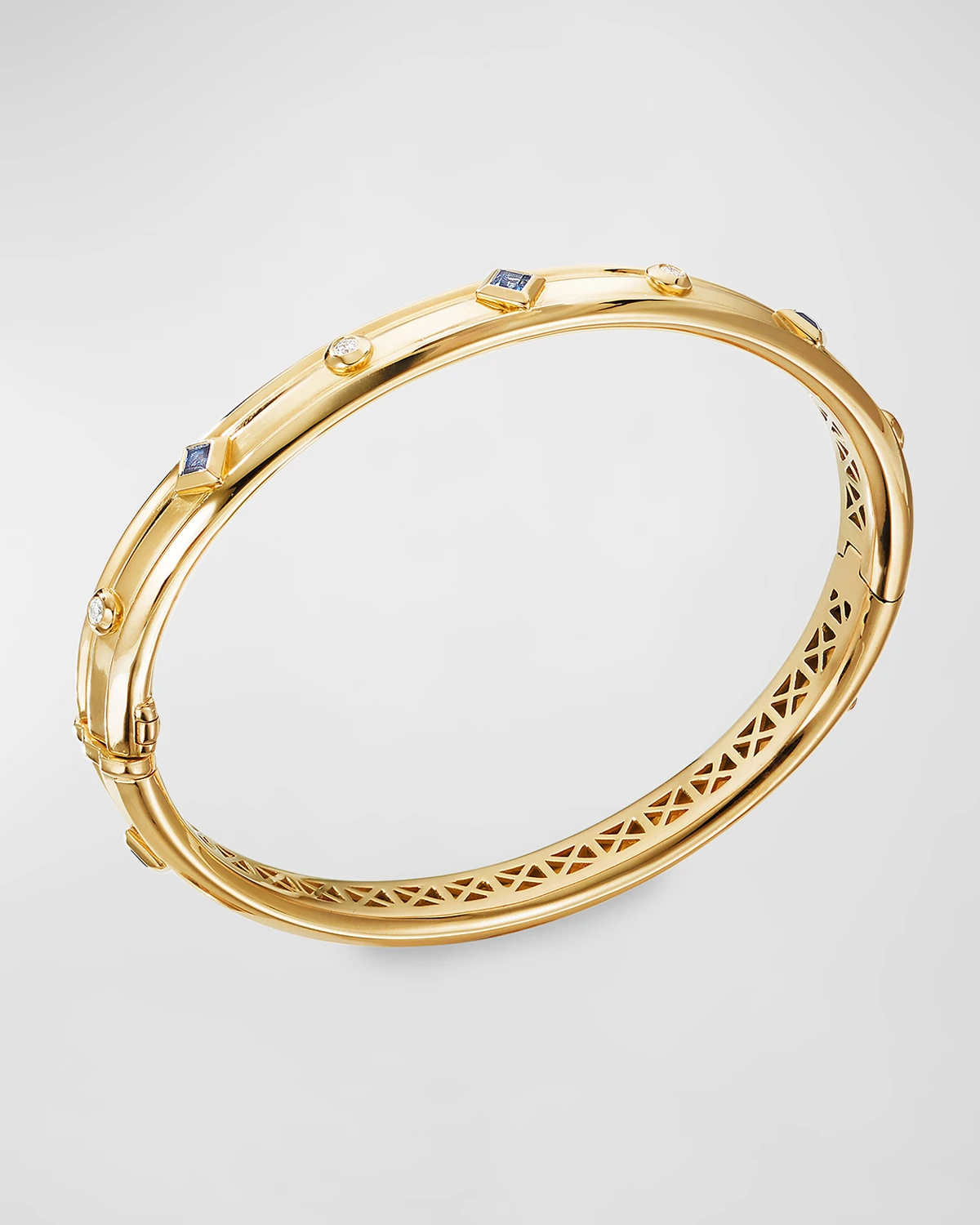 Modern Renaissance 18k Diamond & Blue Sapphire Bracelet, Size L