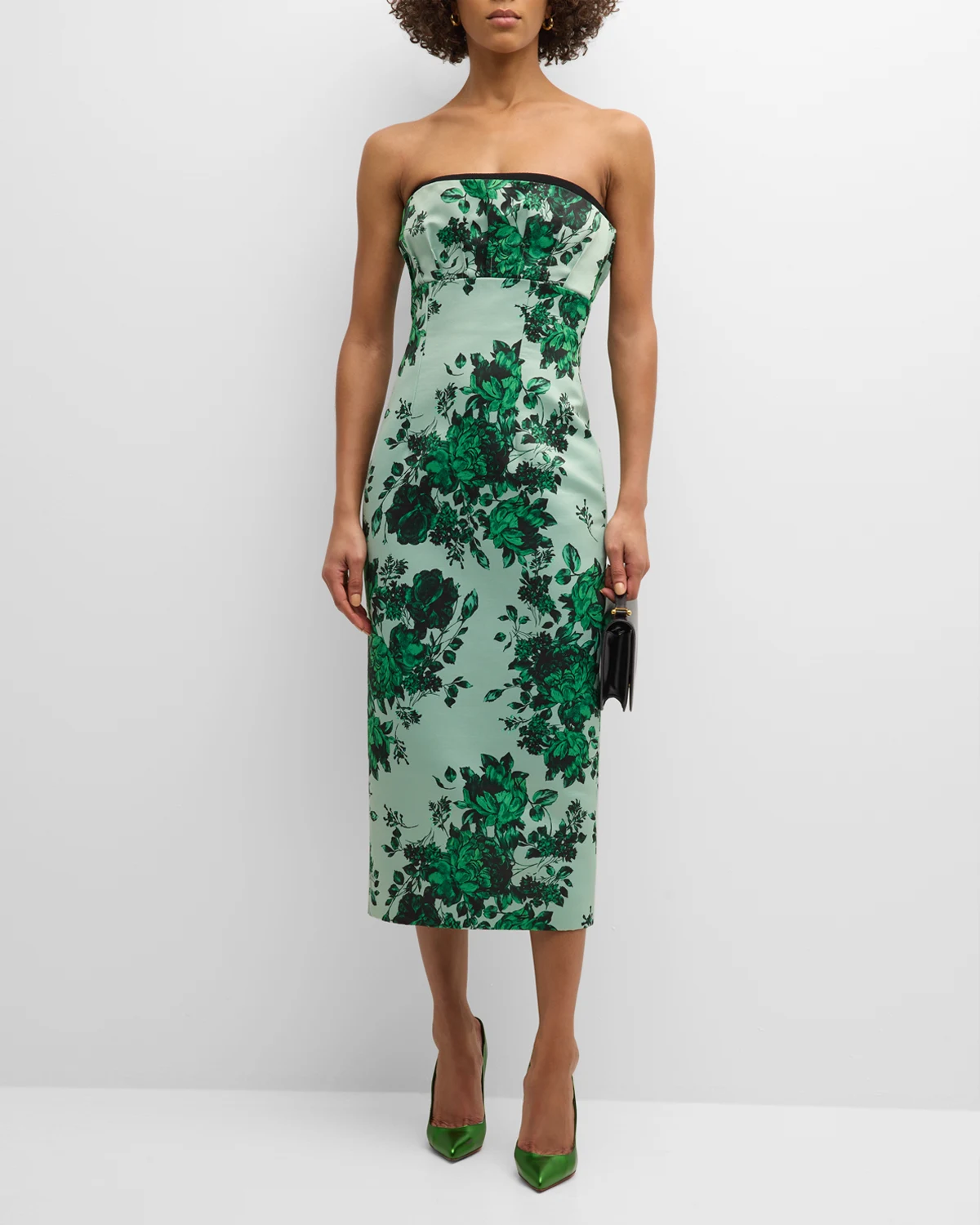 Adalina Strapless Floral Empire-Waist Sheath Midi Dress