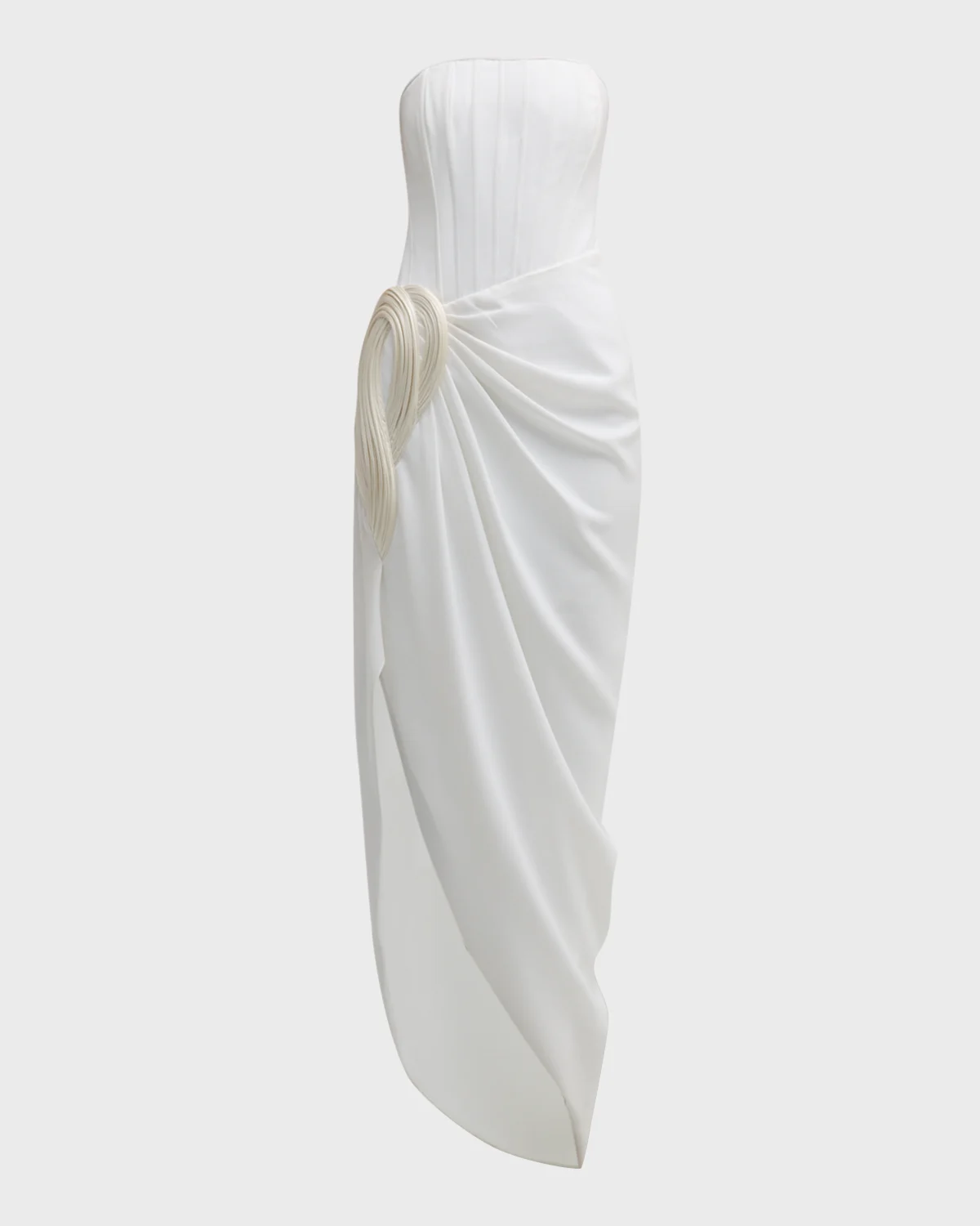 Strapless Draped Egyptian Gown with Hip Detail