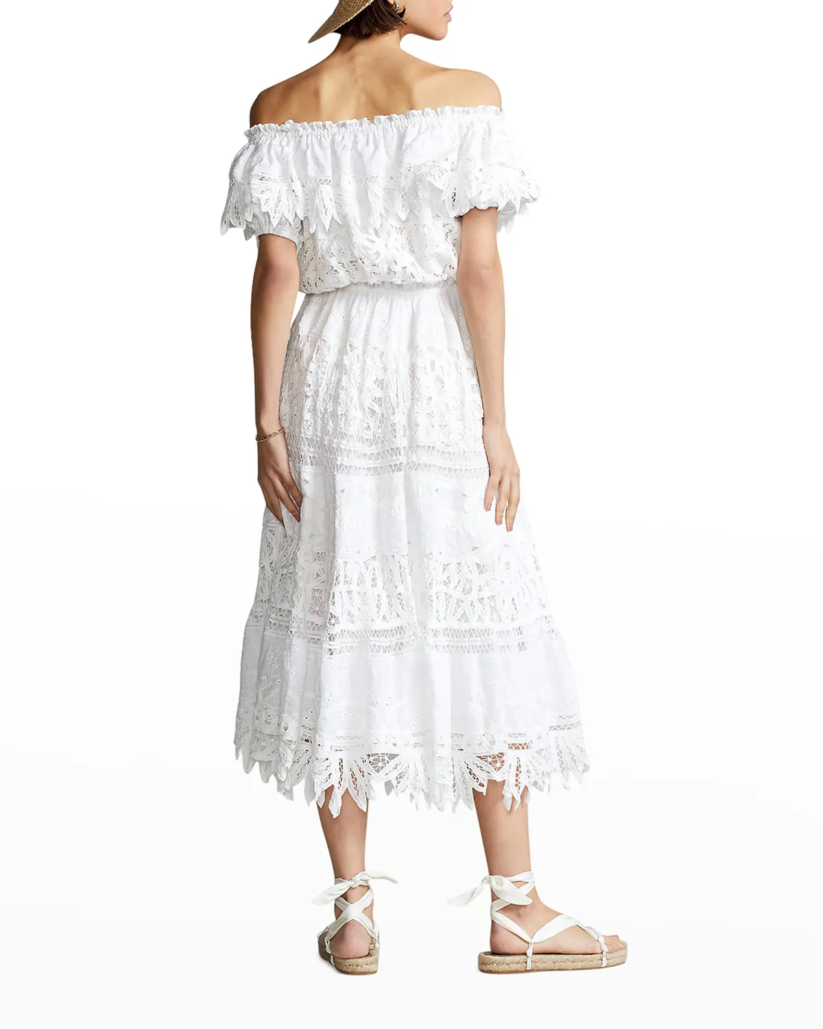 Off-Shoulder Linen Lace Dress