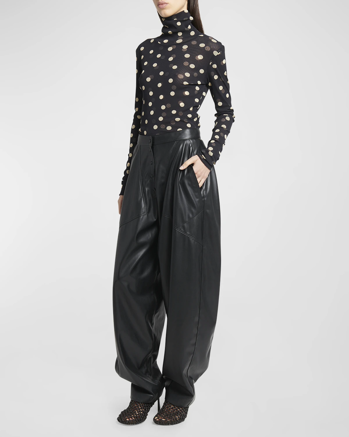 Altermat Faux Leather Tapered Wide-Leg Pants