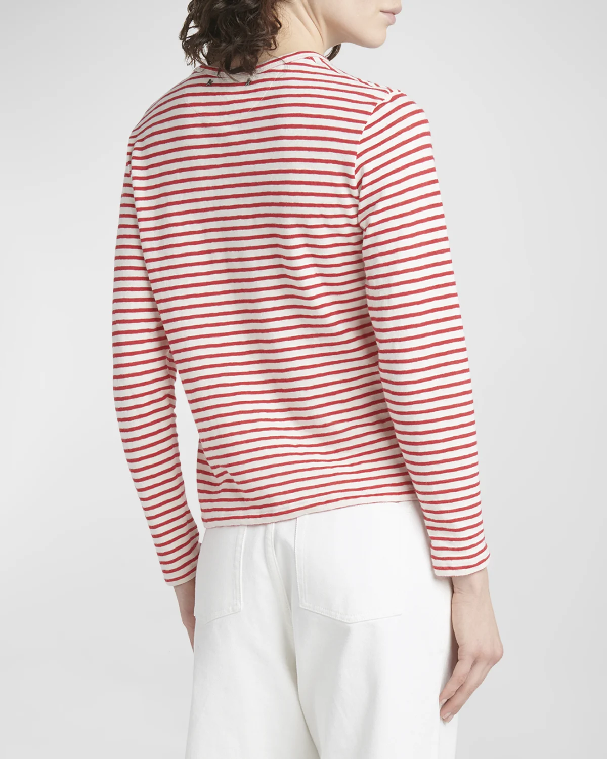 Striped Long-Sleeve T-Shirt w/ Embroidery