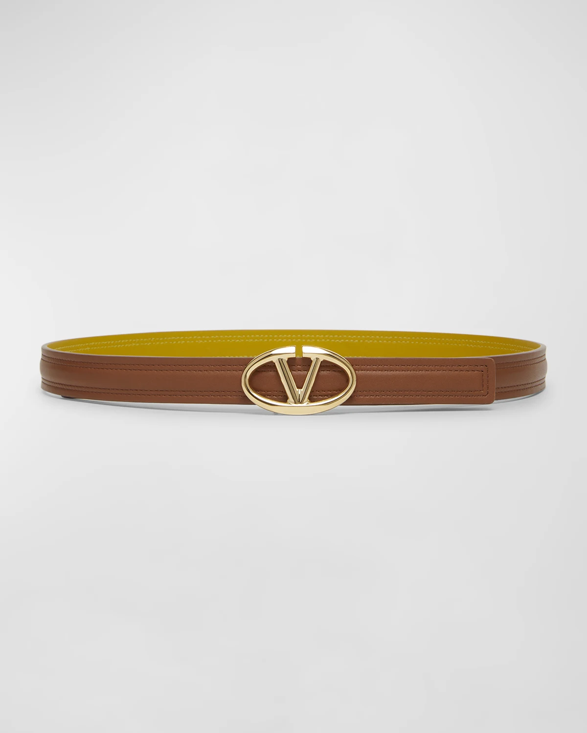 V-Logo Moon Leather Belt 