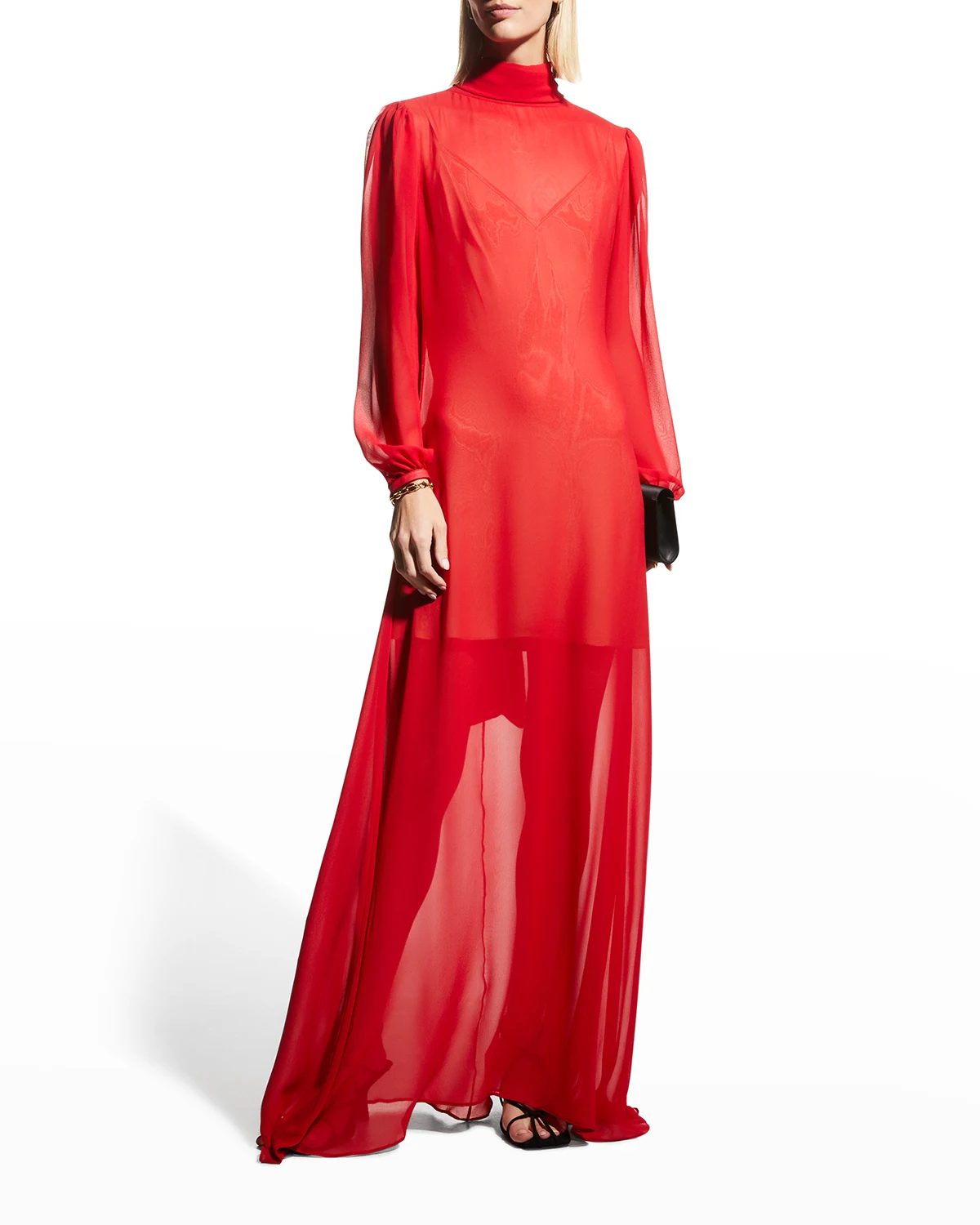 Tie-Neck Silk Georgette Gown