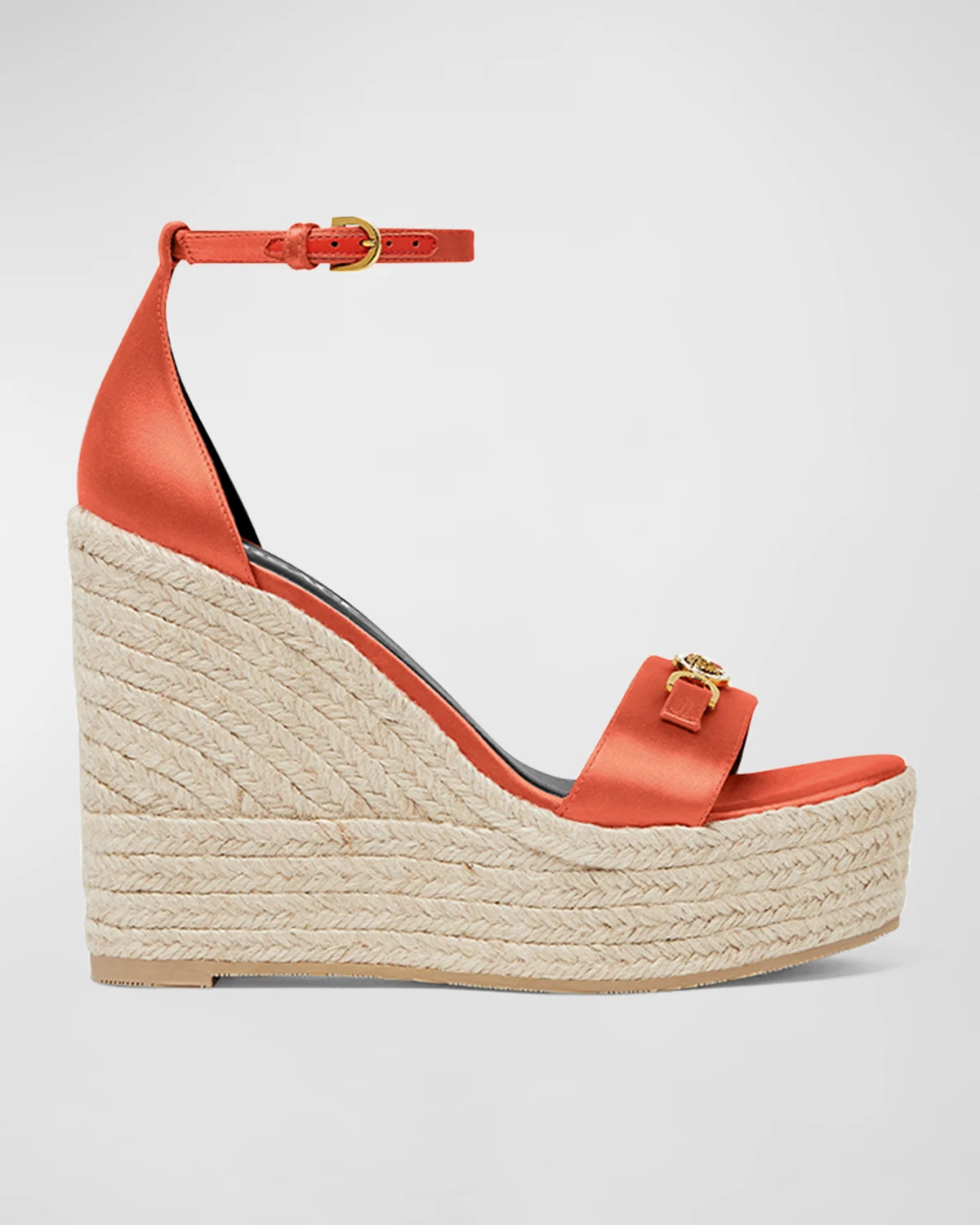 Medusa Silk Ankle-Strap Wedge Espadrilles