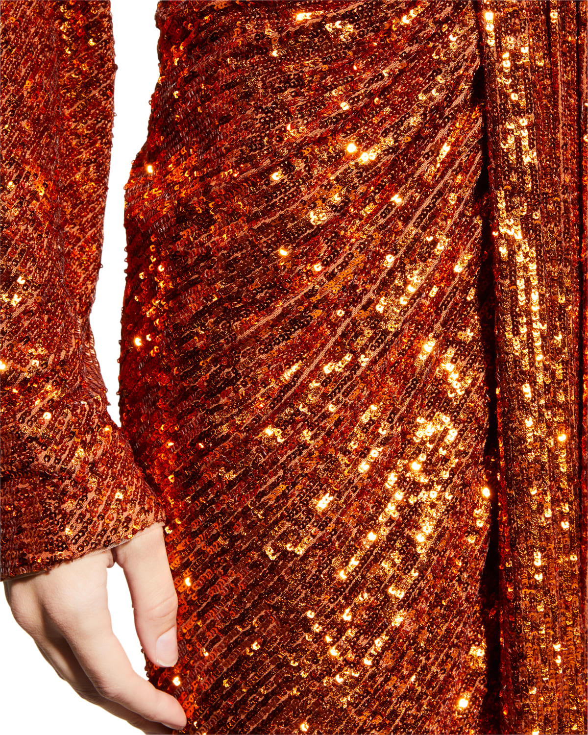 Sequin Draped Column Gown