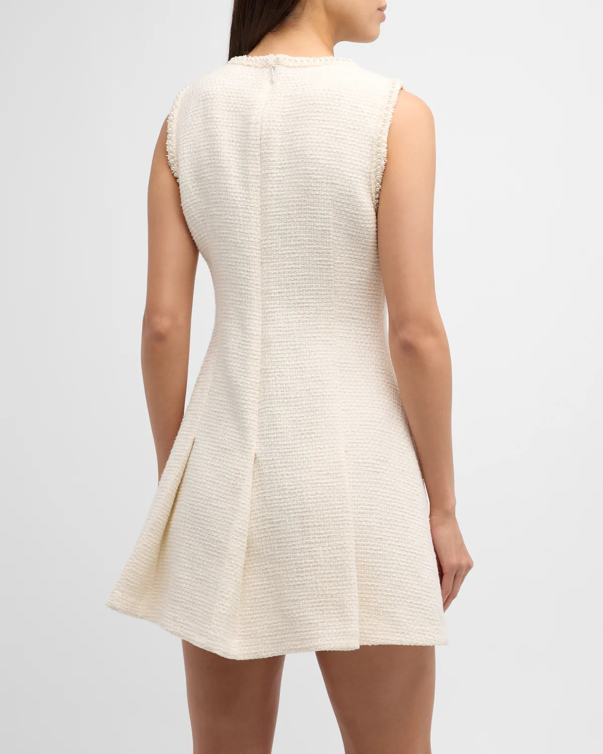 Nova Faux Pearl Sleeveless Tweed Mini Dress