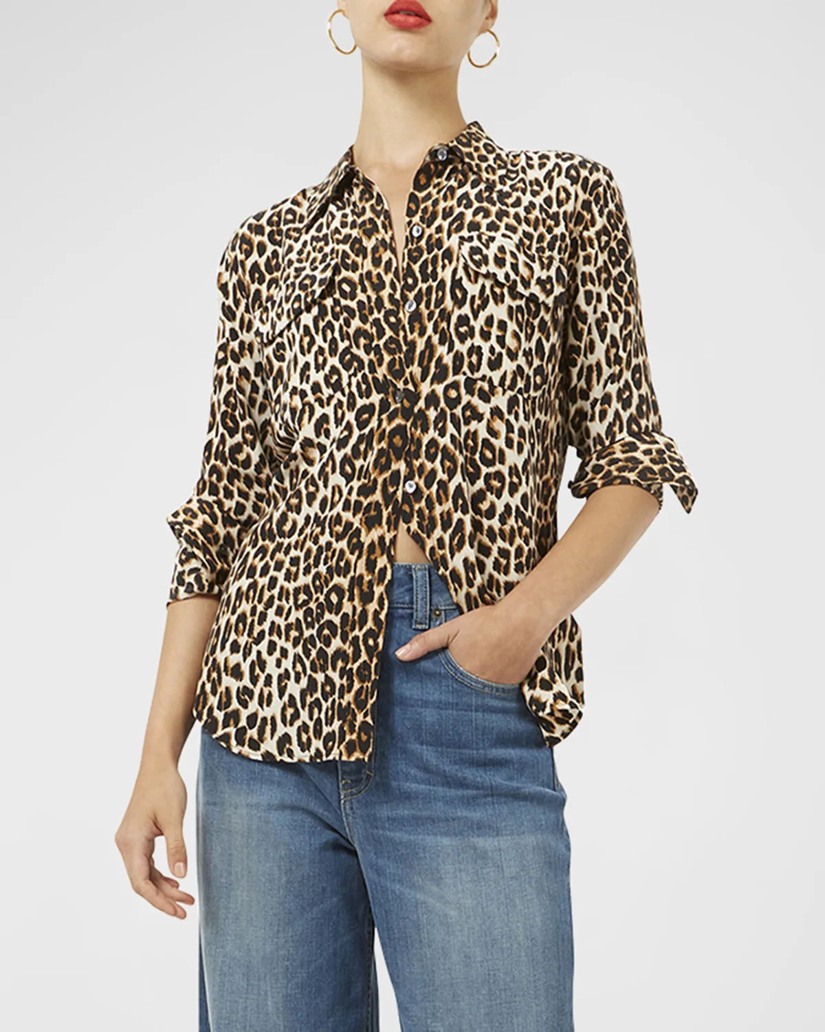 Slim Signature Leopard-Print Blouse