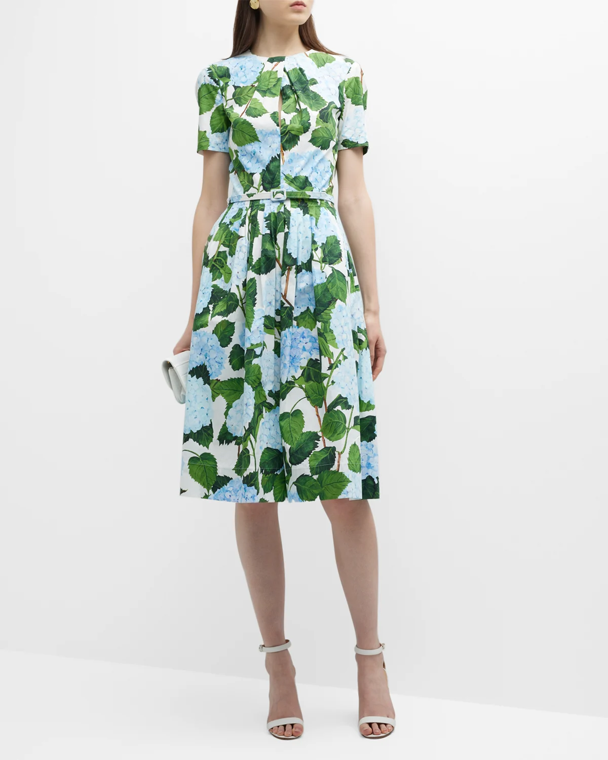 Hydrangea Print Poplin Midi Dress