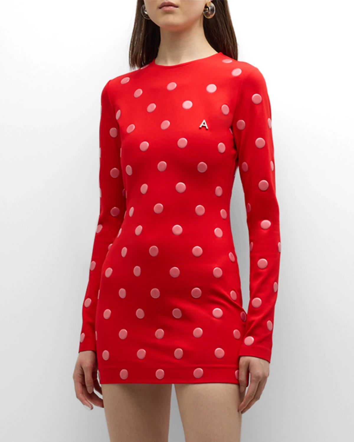 Reflective Polka-Dot Mini Dress