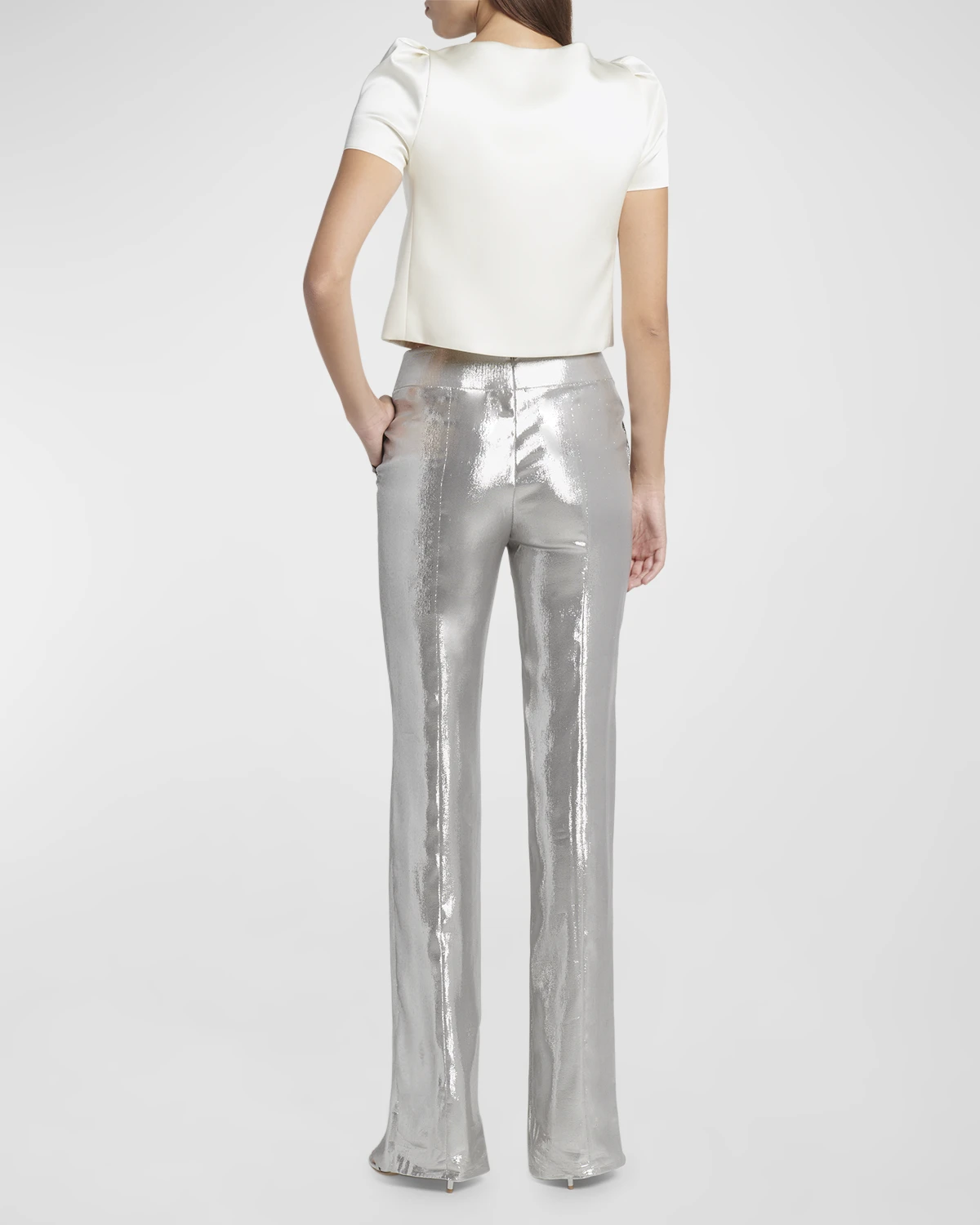 Mousseline Mirror Split Front Straight Leg Trousers