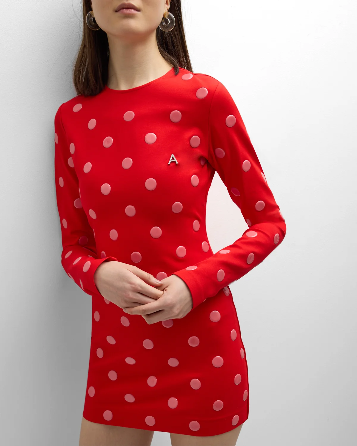 Reflective Polka-Dot Mini Dress