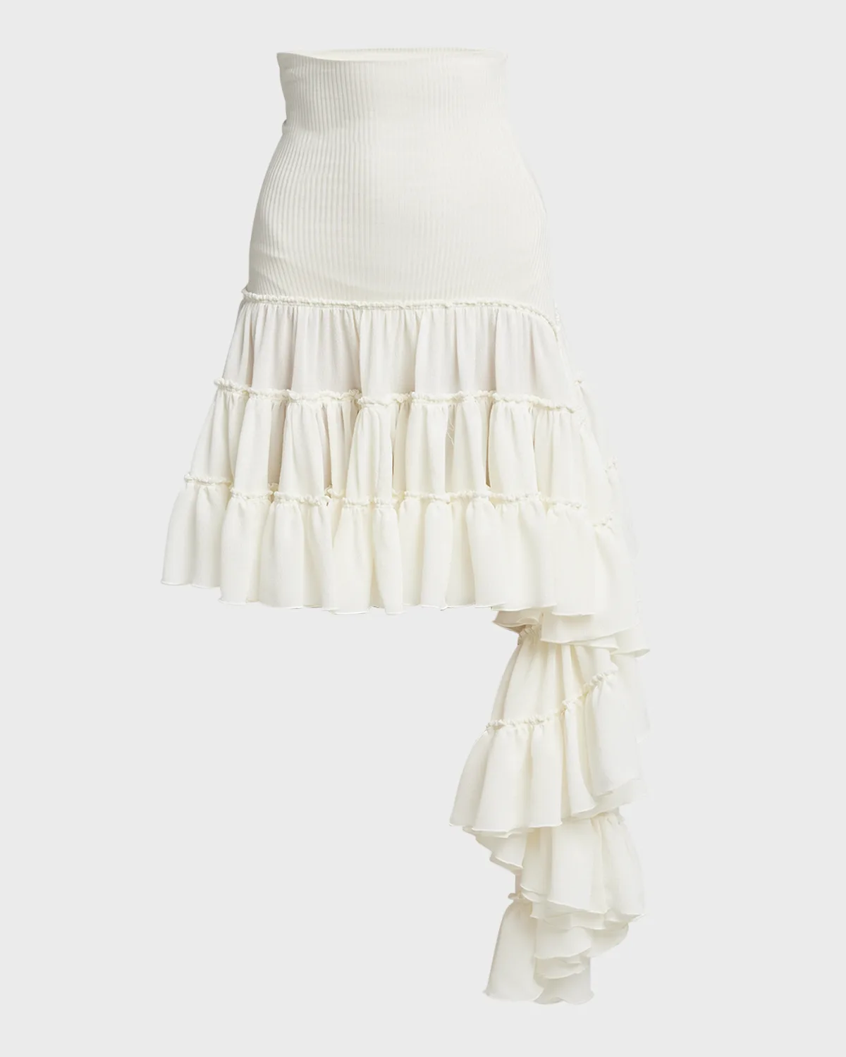 Ruffled Aysmetric Hem Mini Skirt