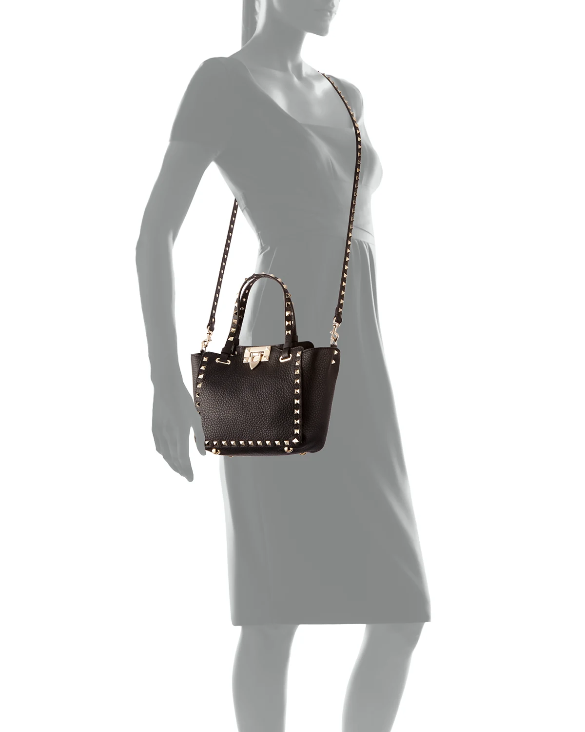 Rockstud Mini Vitello Leather Tote Bag