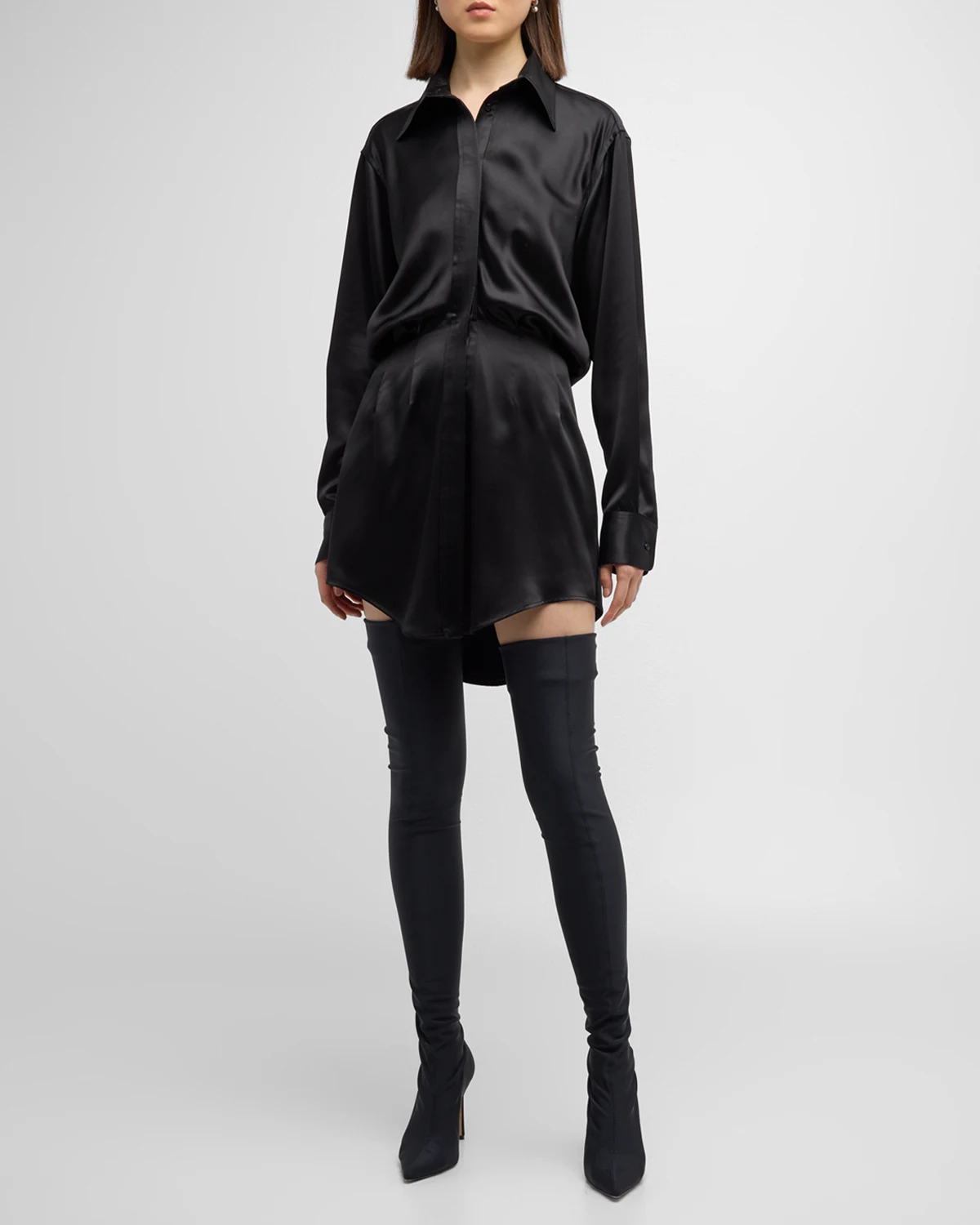 The Nouveau Silk Mini Shirtdress