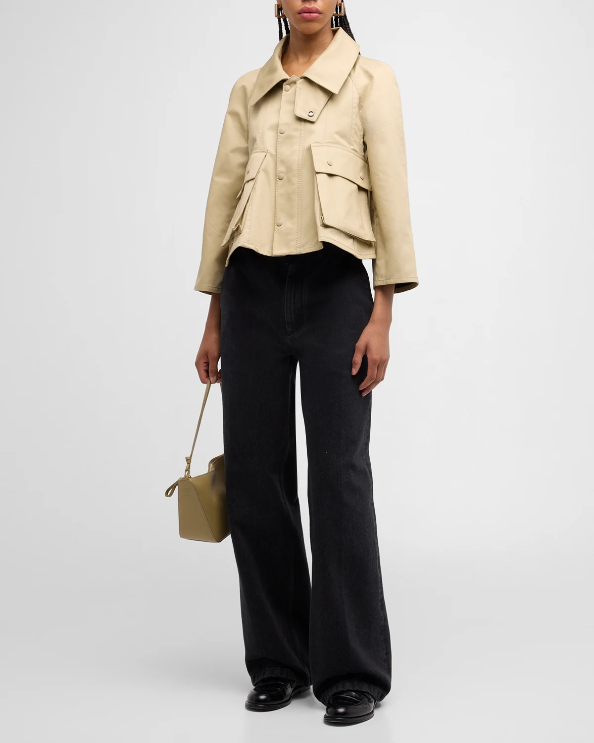 Cropped Trapeze Trench Jacket