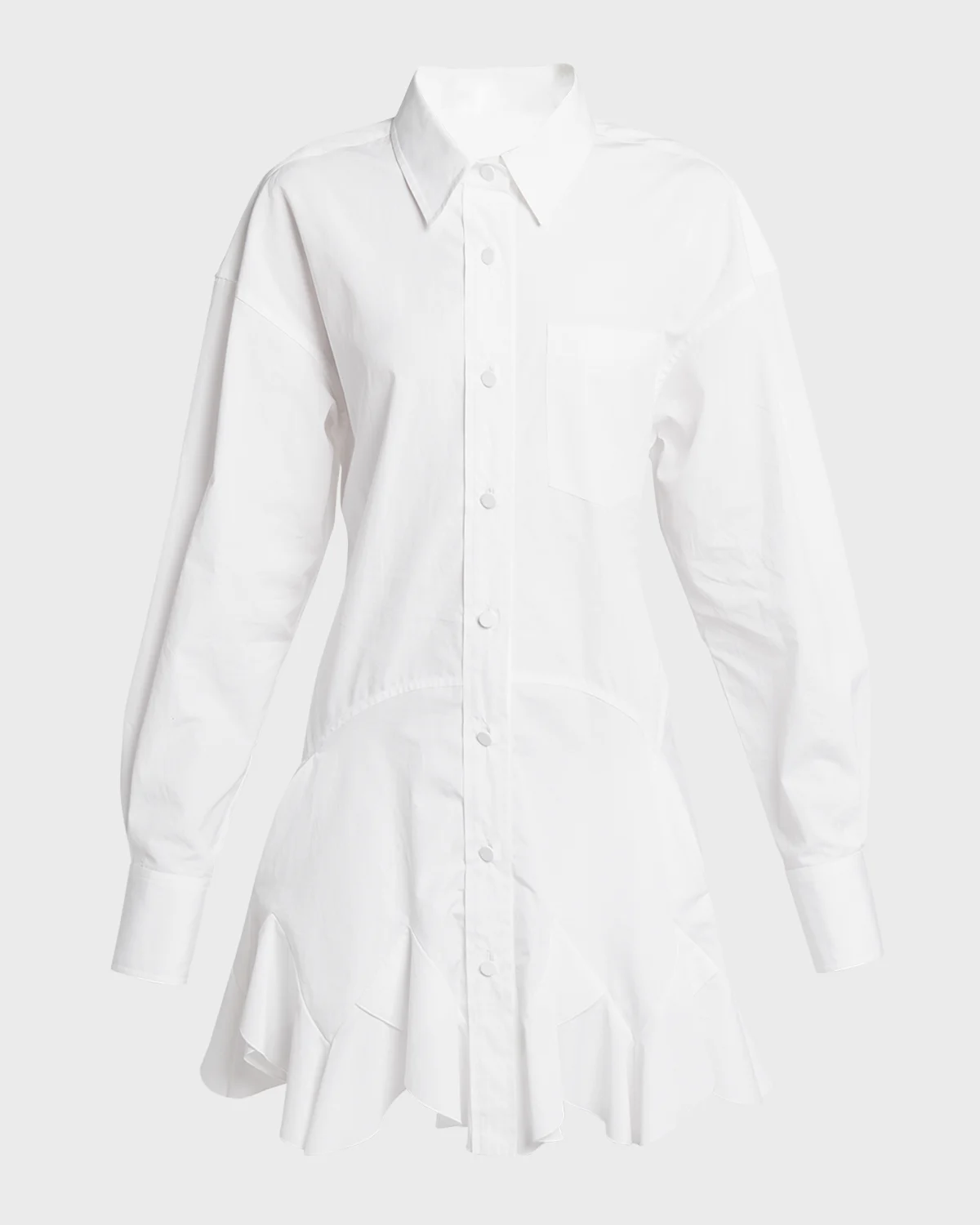 Ruffled Button-Front Shirtdress