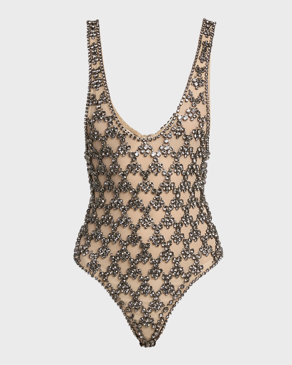 Crystal Embellished Mesh Bodysuit