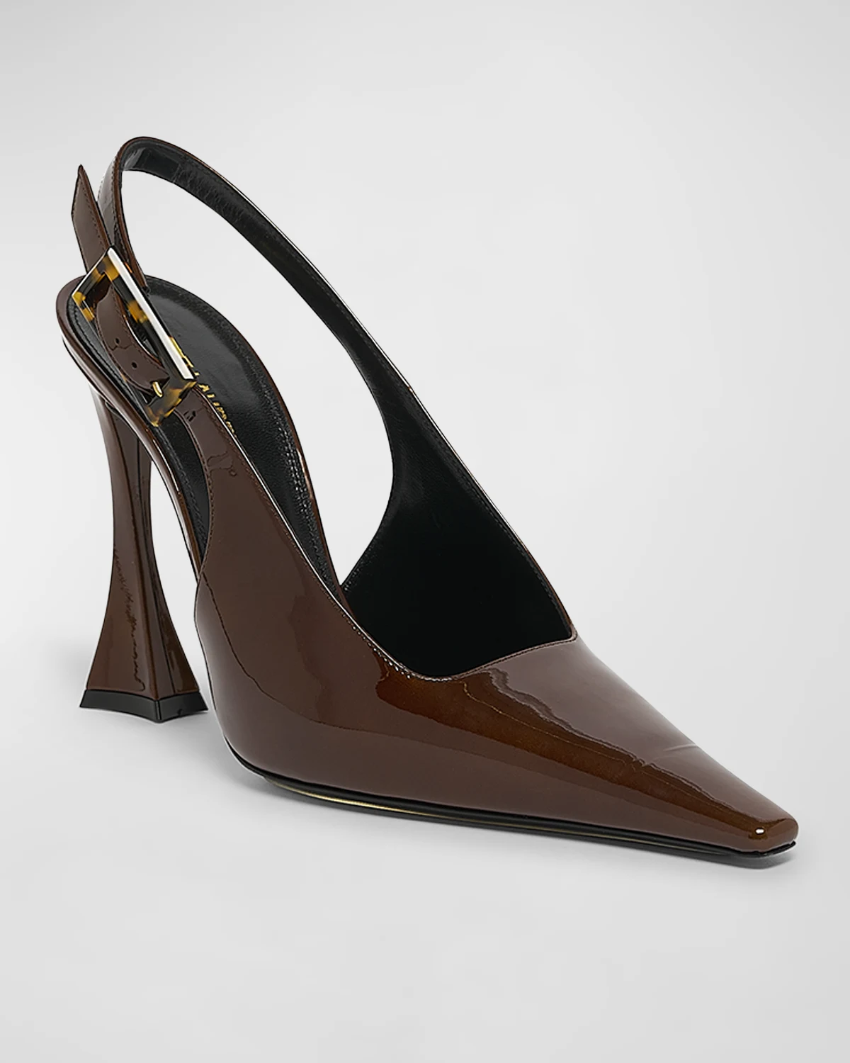 Stone Glossy Slingback Pumps