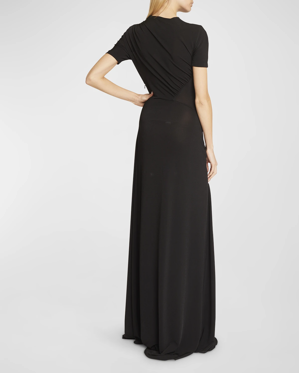 Draped Jersey Gown with Sheer Inset Detail