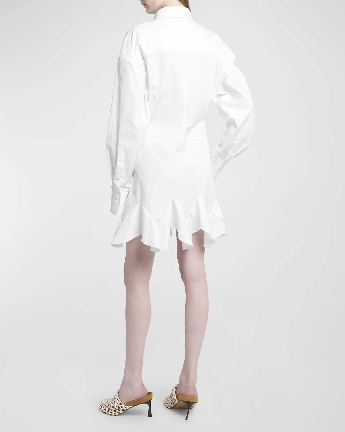 Ruffled Button-Front Shirtdress