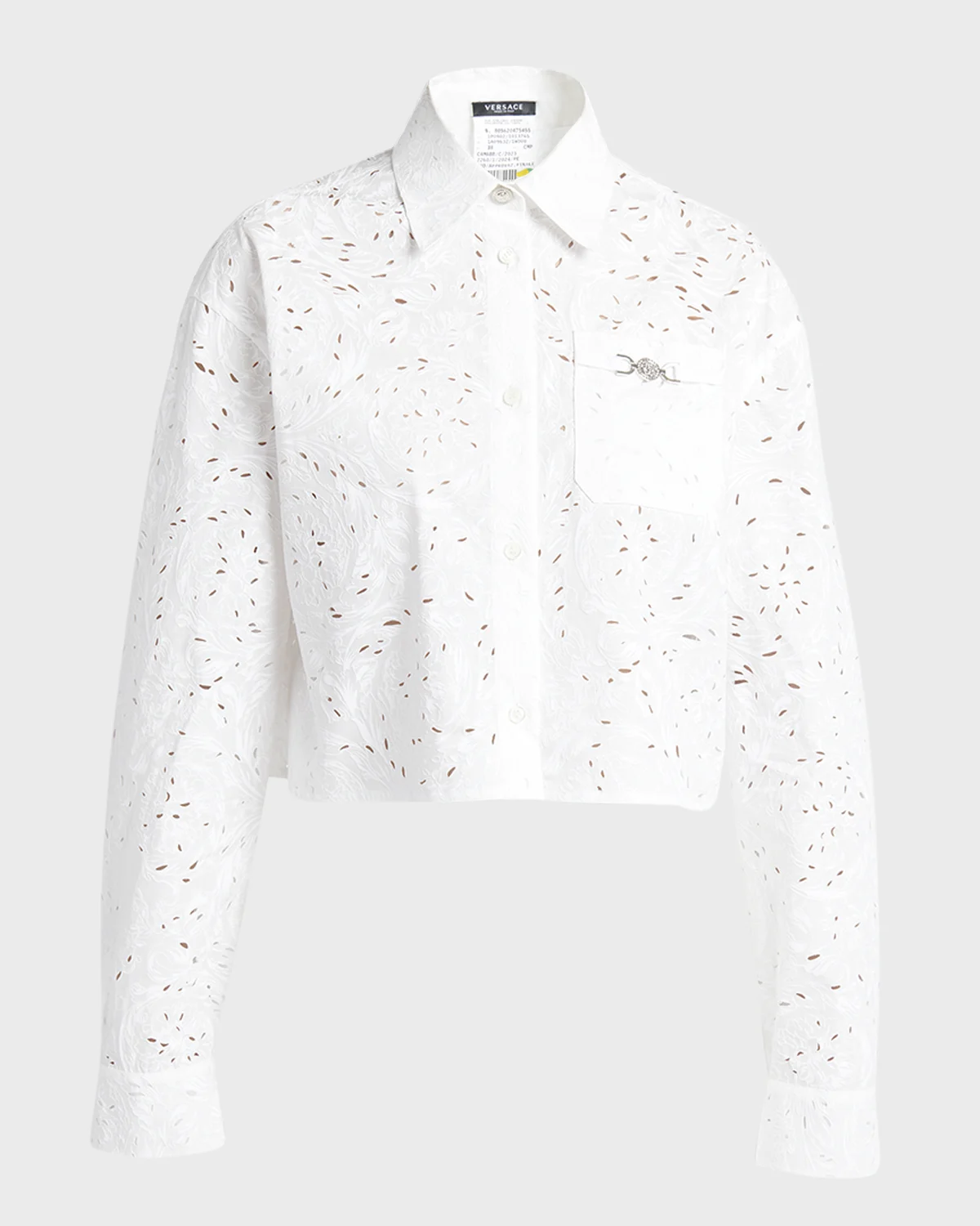 Medusa '95 Baroque Brodeire Anglaise Crop Collared Shirt