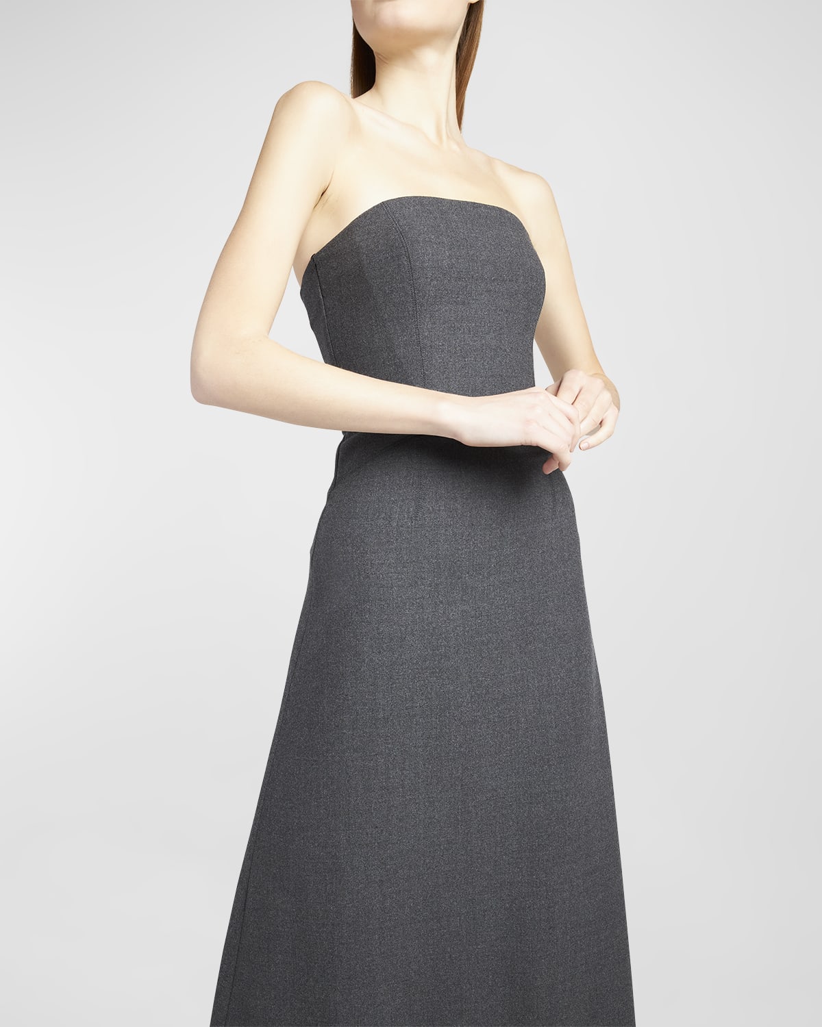 Strapless A-Line Flannel Gown