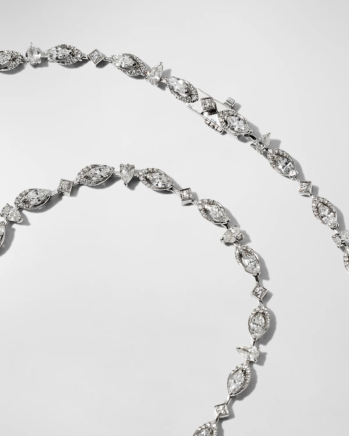 Desert Bloom 18K White Gold Diamond Crescent Necklace