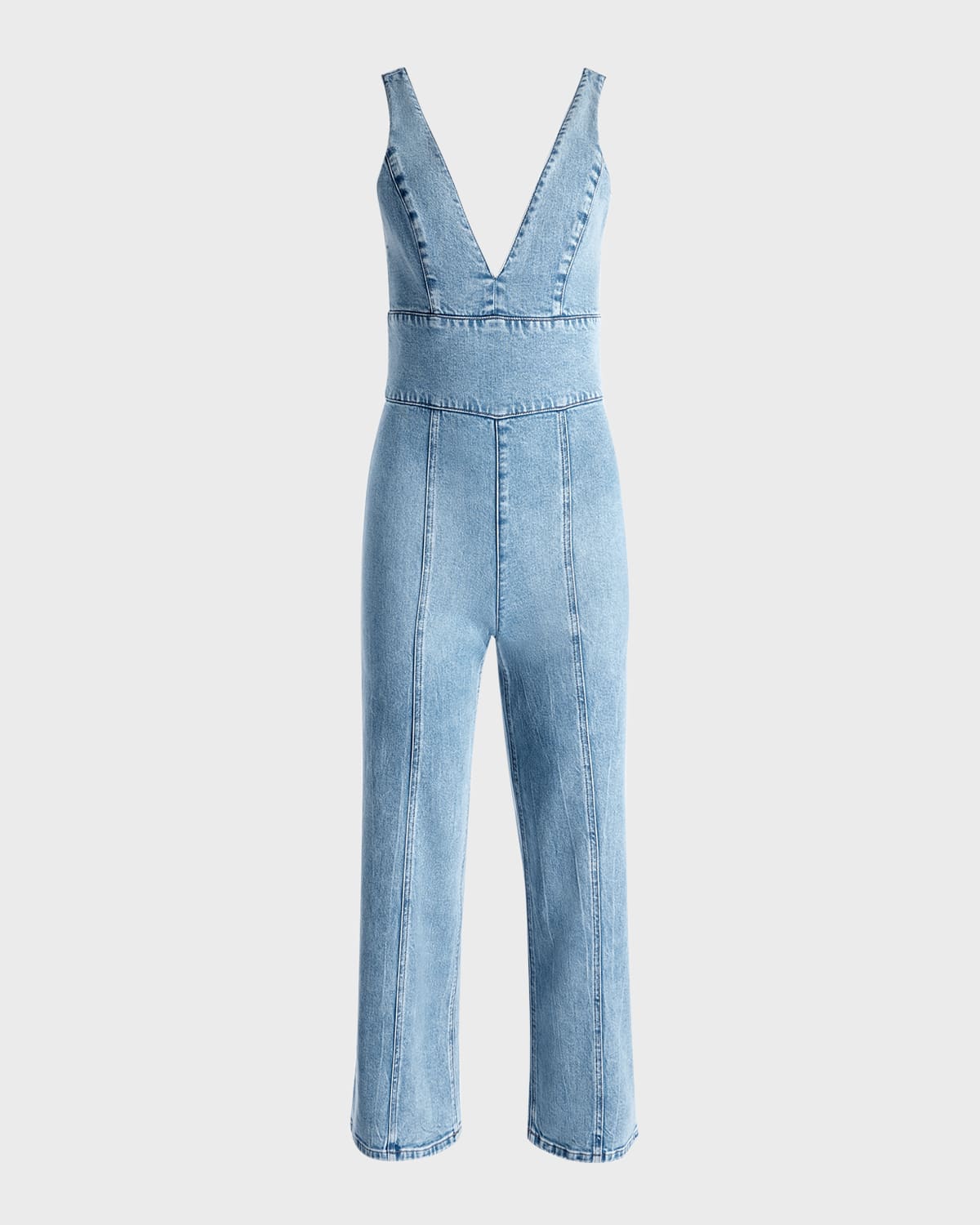 Sandra Deep V-Neck Denim Jumpsuit