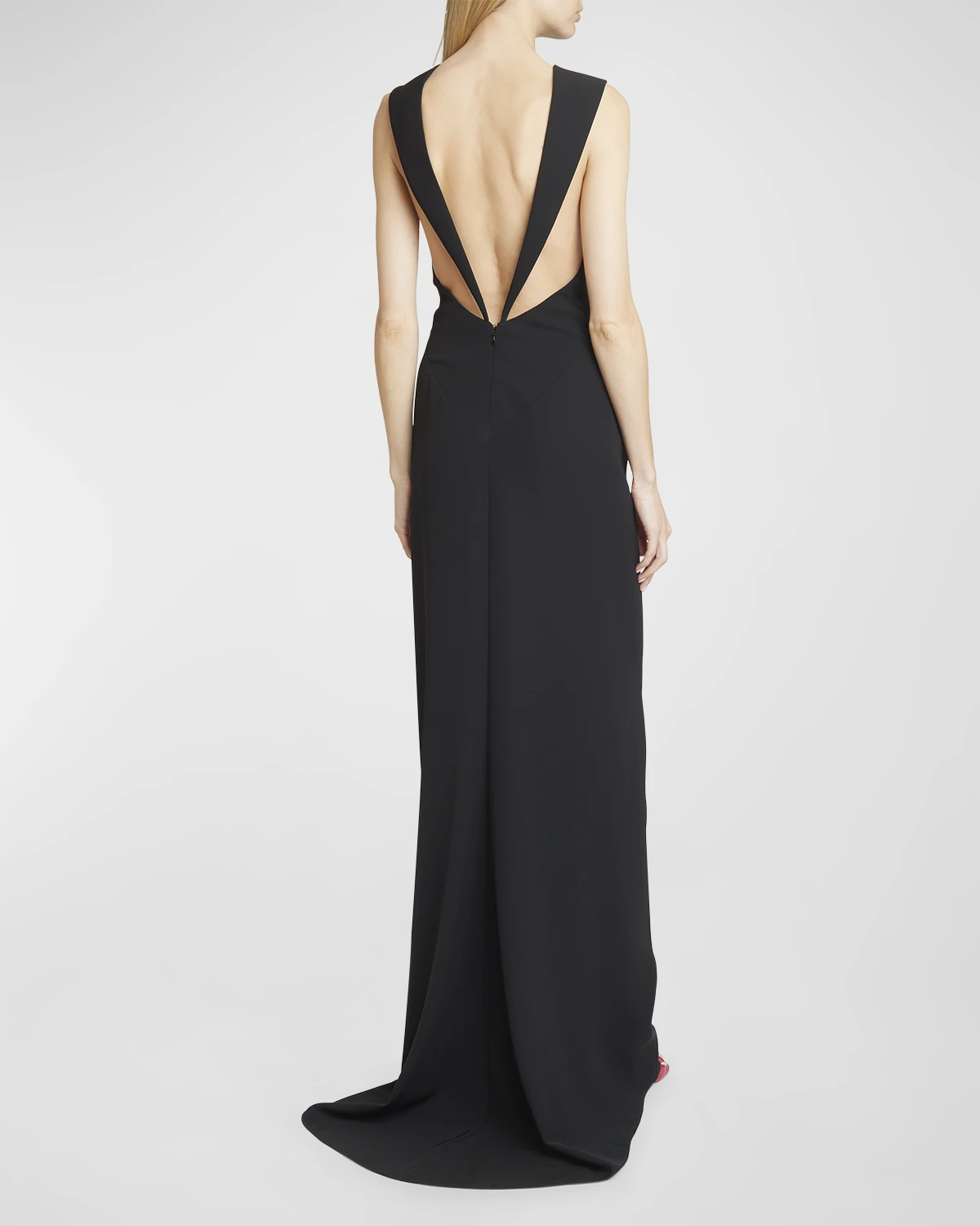 High-Neck Backless Column Gown