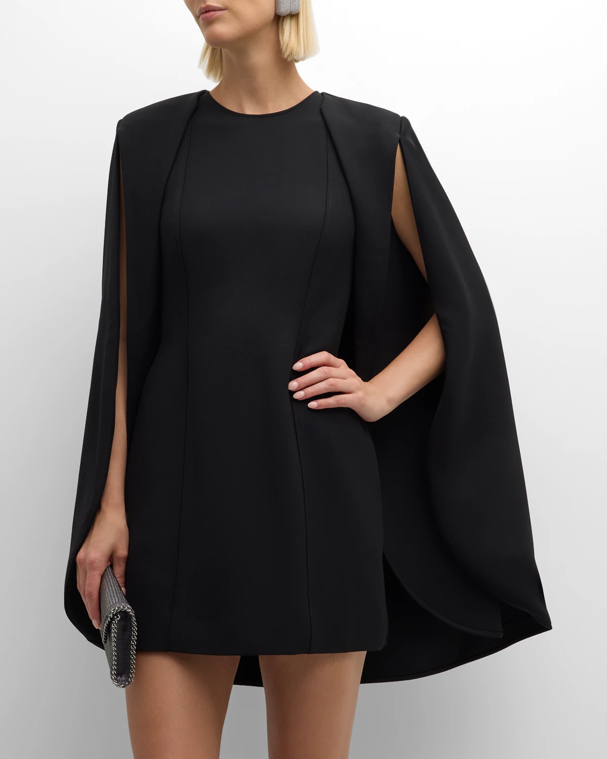 Structured Cape Mini Dress