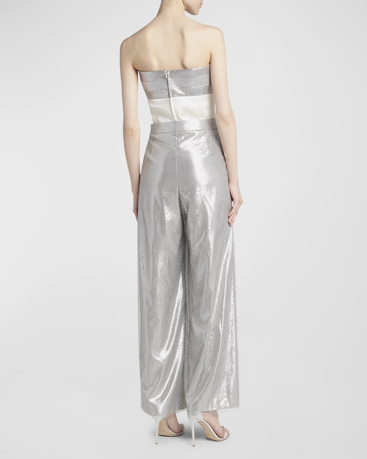 Crystal Wide-Leg Silk Trousers