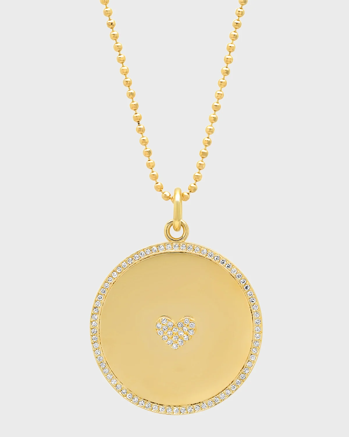 18k Circle Pendant Diamond Heart Necklace