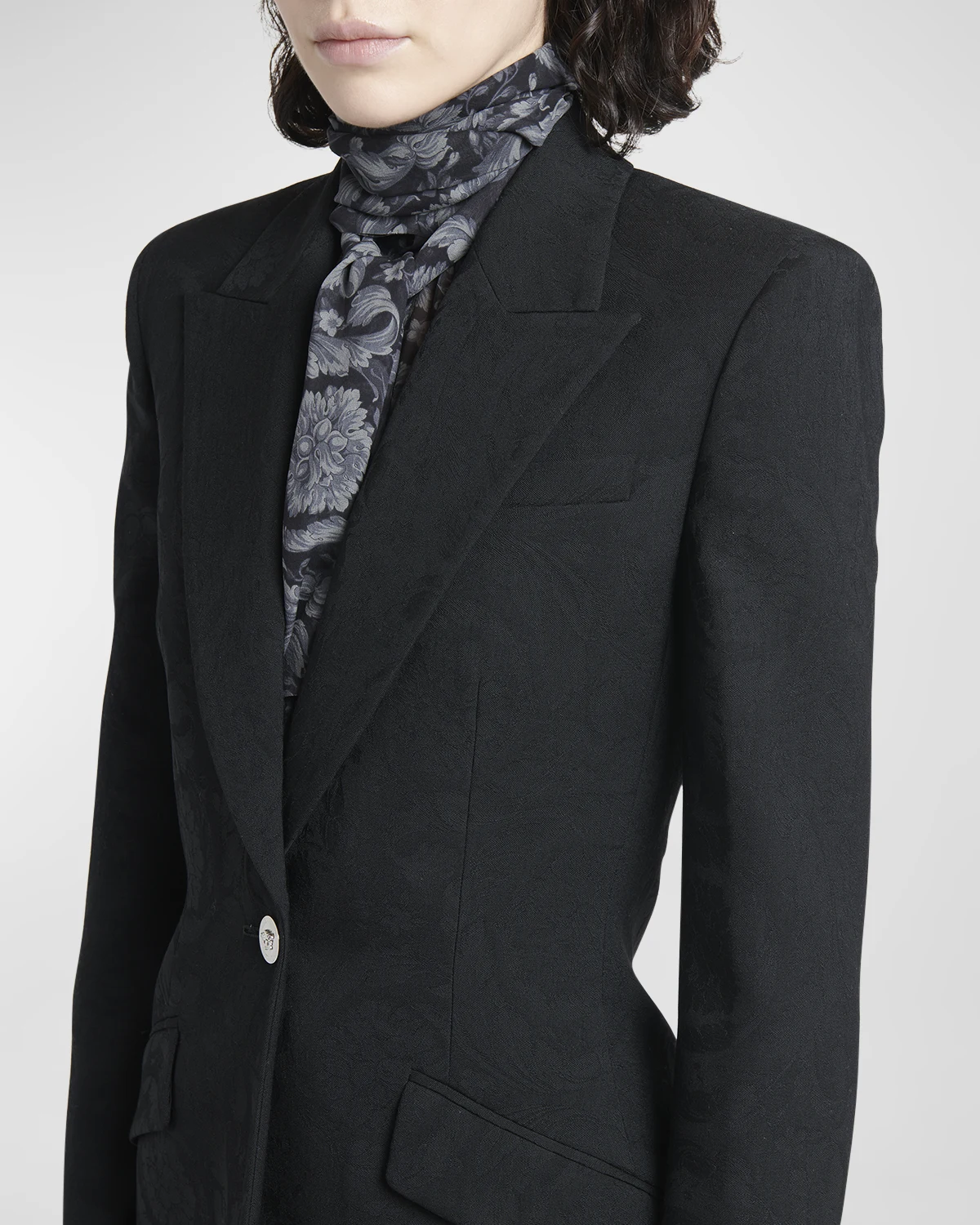 Baroque Jacquard Single-Breasted Blazer Jacket