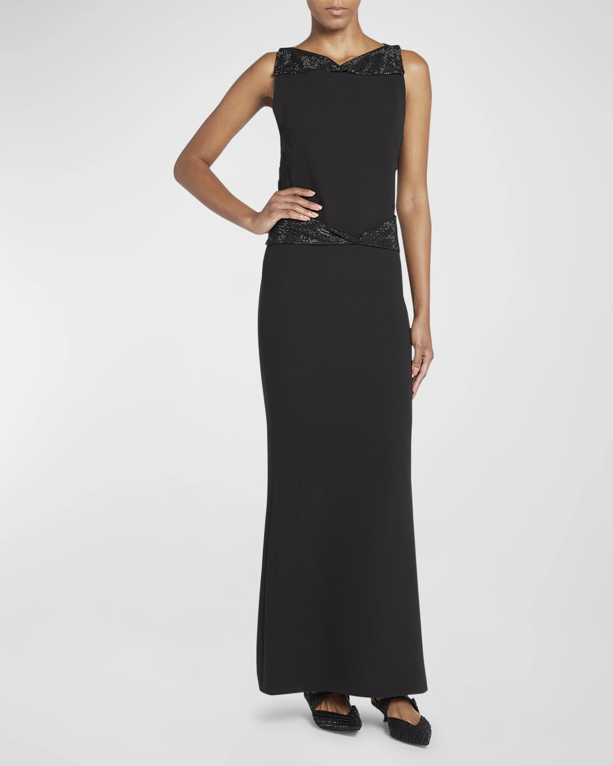 Crystal Back Cutout Trumpet Silk Gown