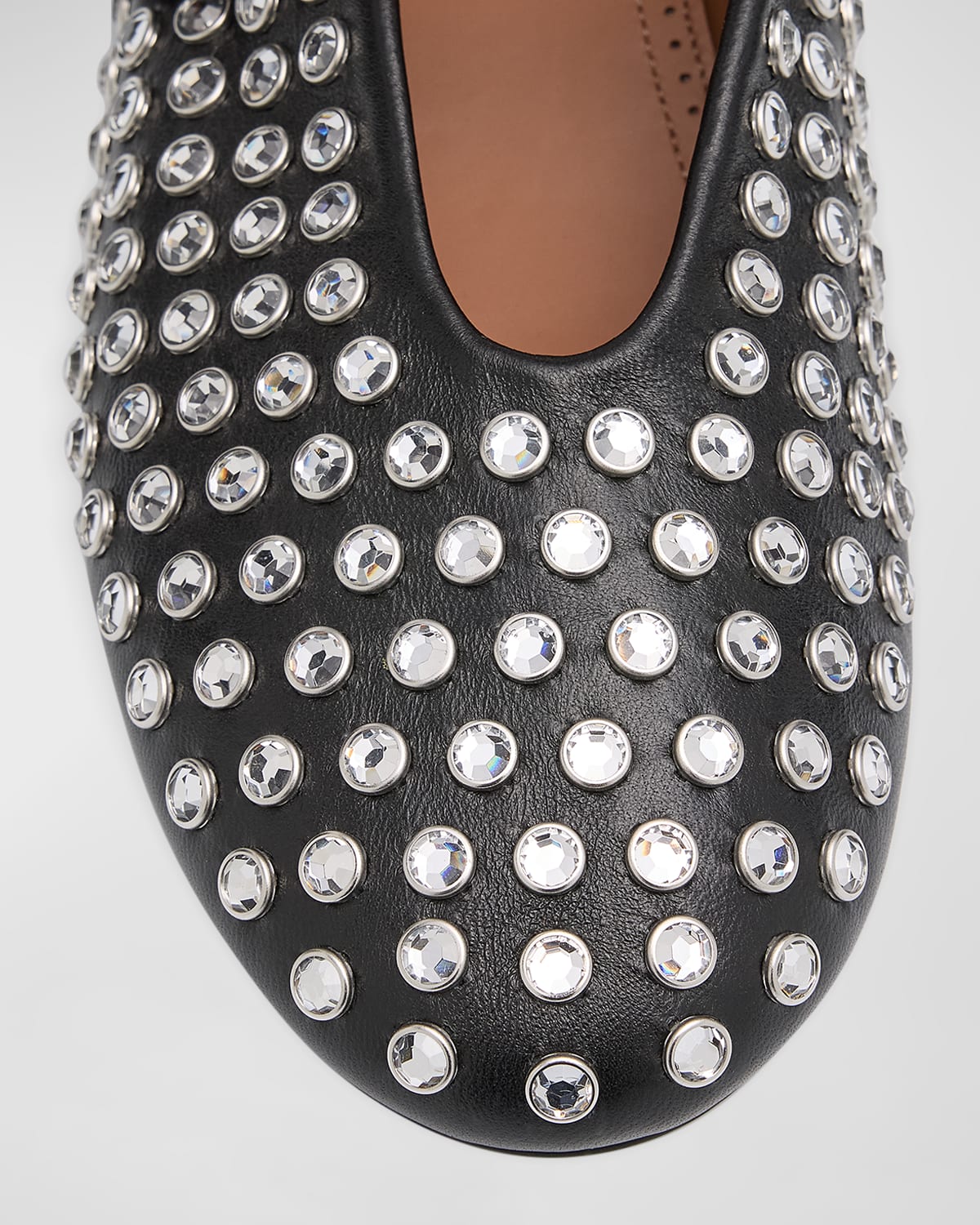 Leather Mary Jane Flats With Allover Studs