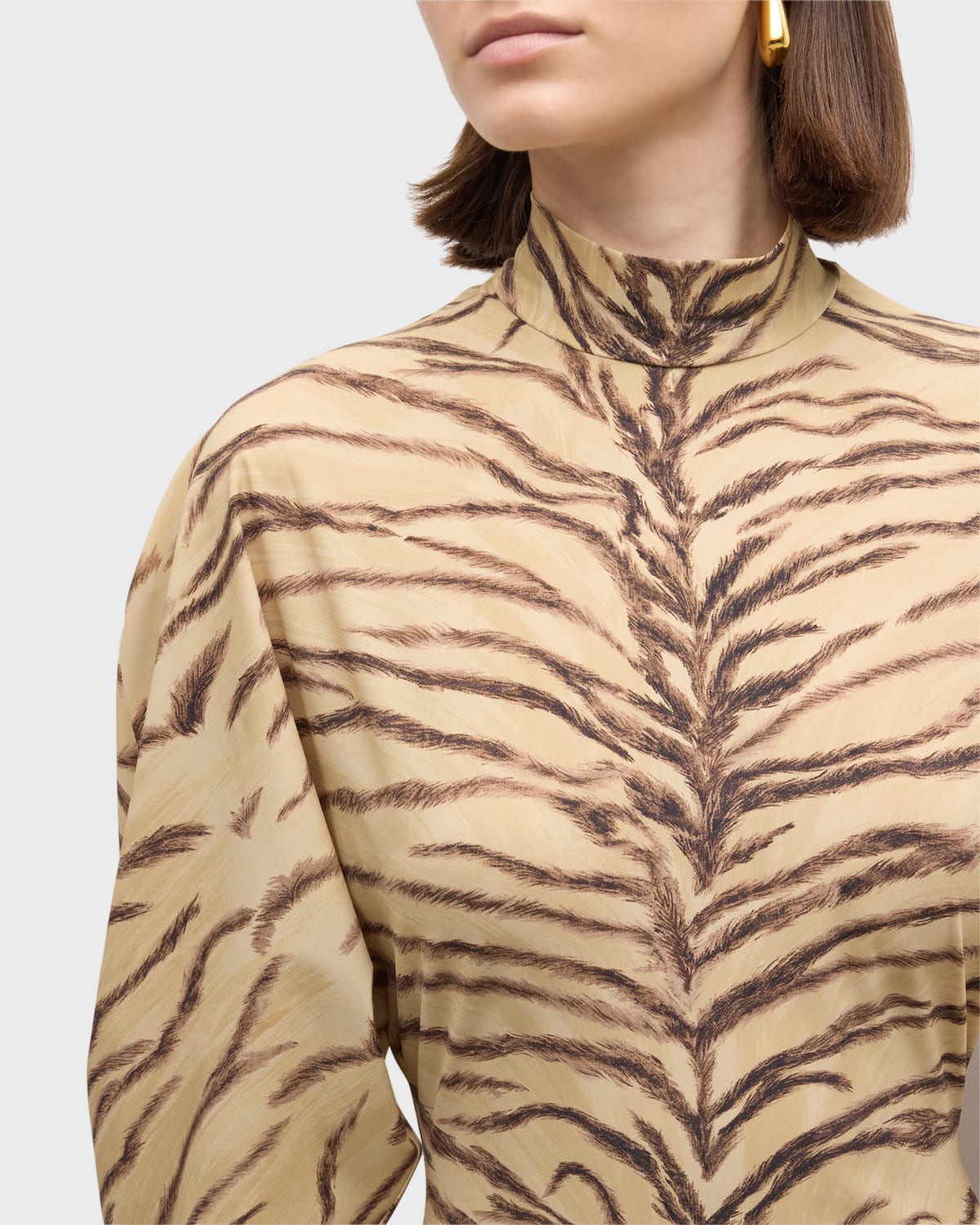 Tiger Print Handkerchief Midi Dress