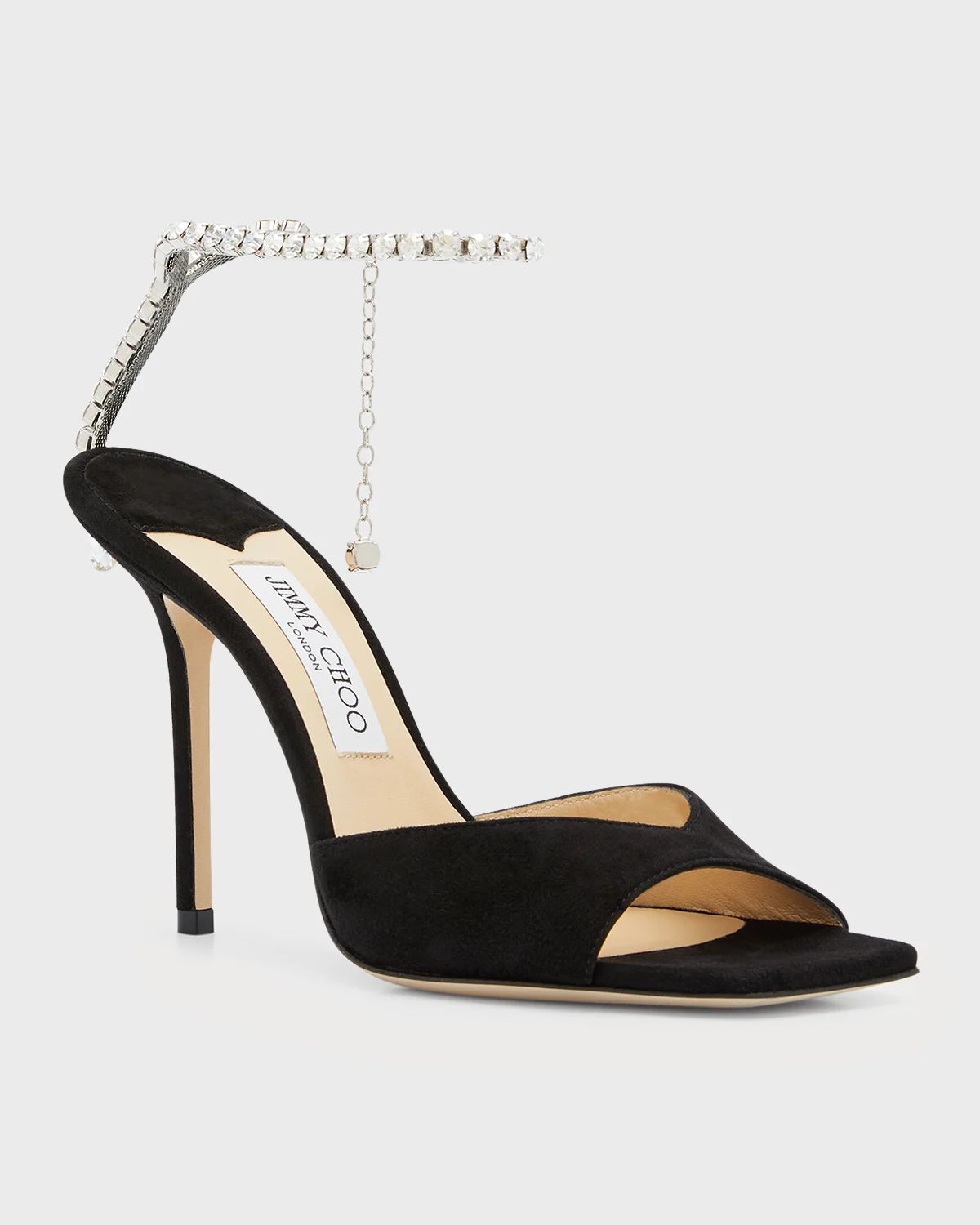 Saeda Suede Crystal Ankle-Strap Sandals