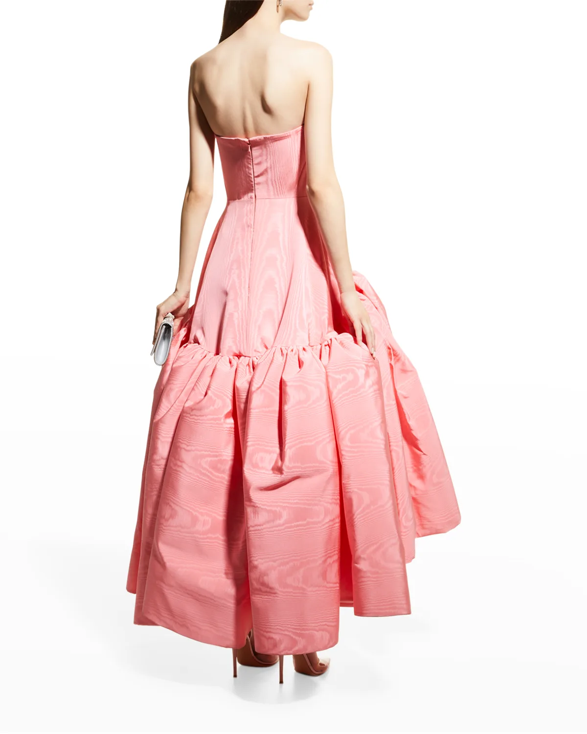 Strapless Volant Faille High-Low Gown