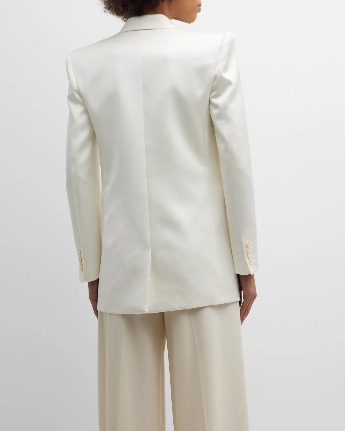 Silk Tuxedo Jacket with Padded Shoulders