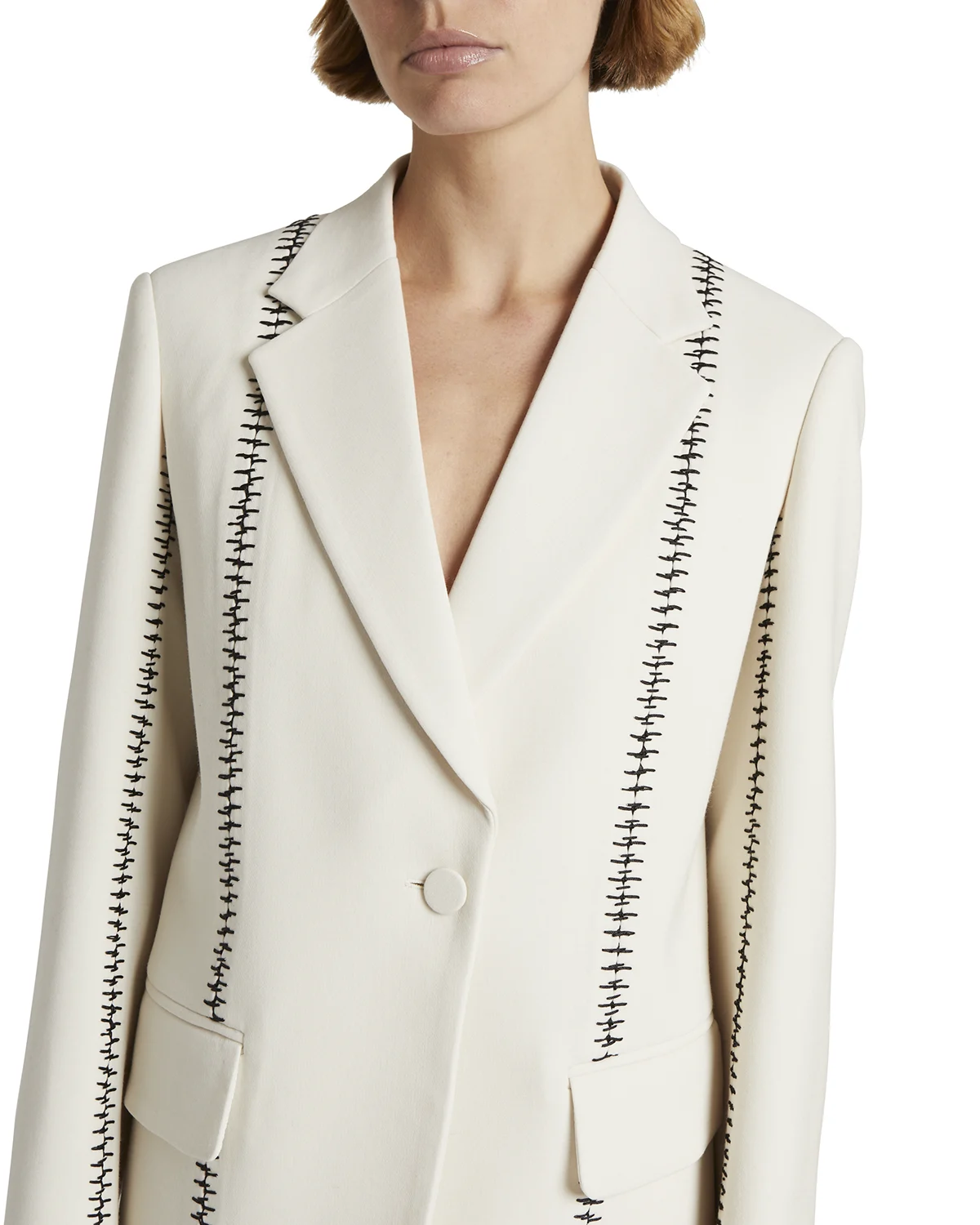 Contrast Embroidered Blazer Jacket