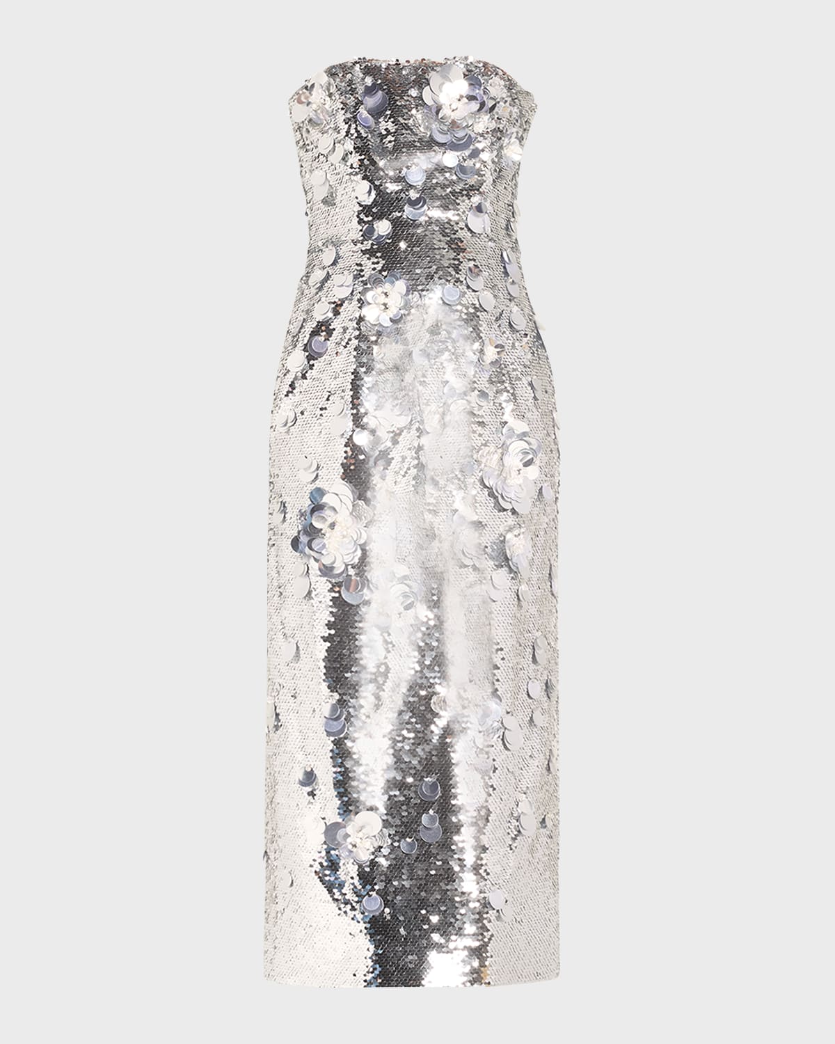 Embellished Strapless Sequined Cocktail Dress