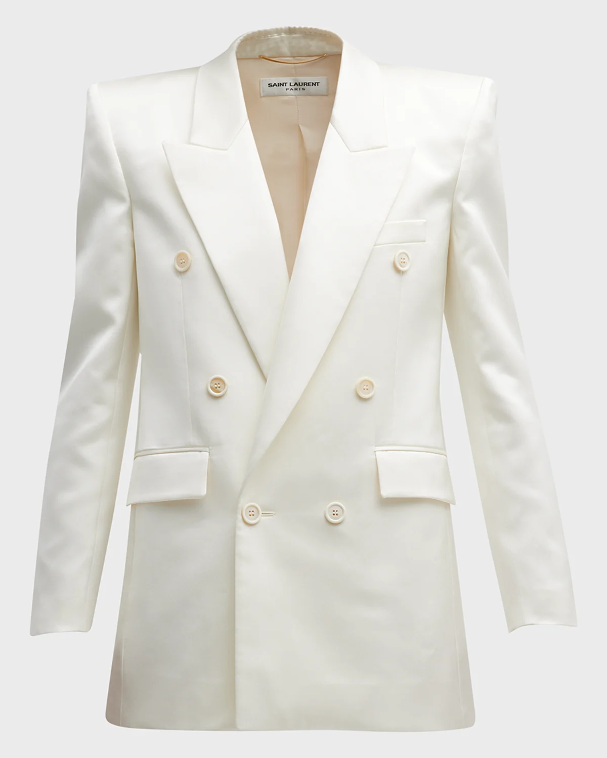 Silk Tuxedo Jacket with Padded Shoulders