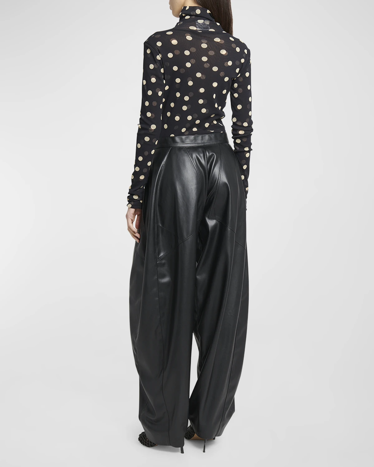 Altermat Faux Leather Tapered Wide-Leg Pants