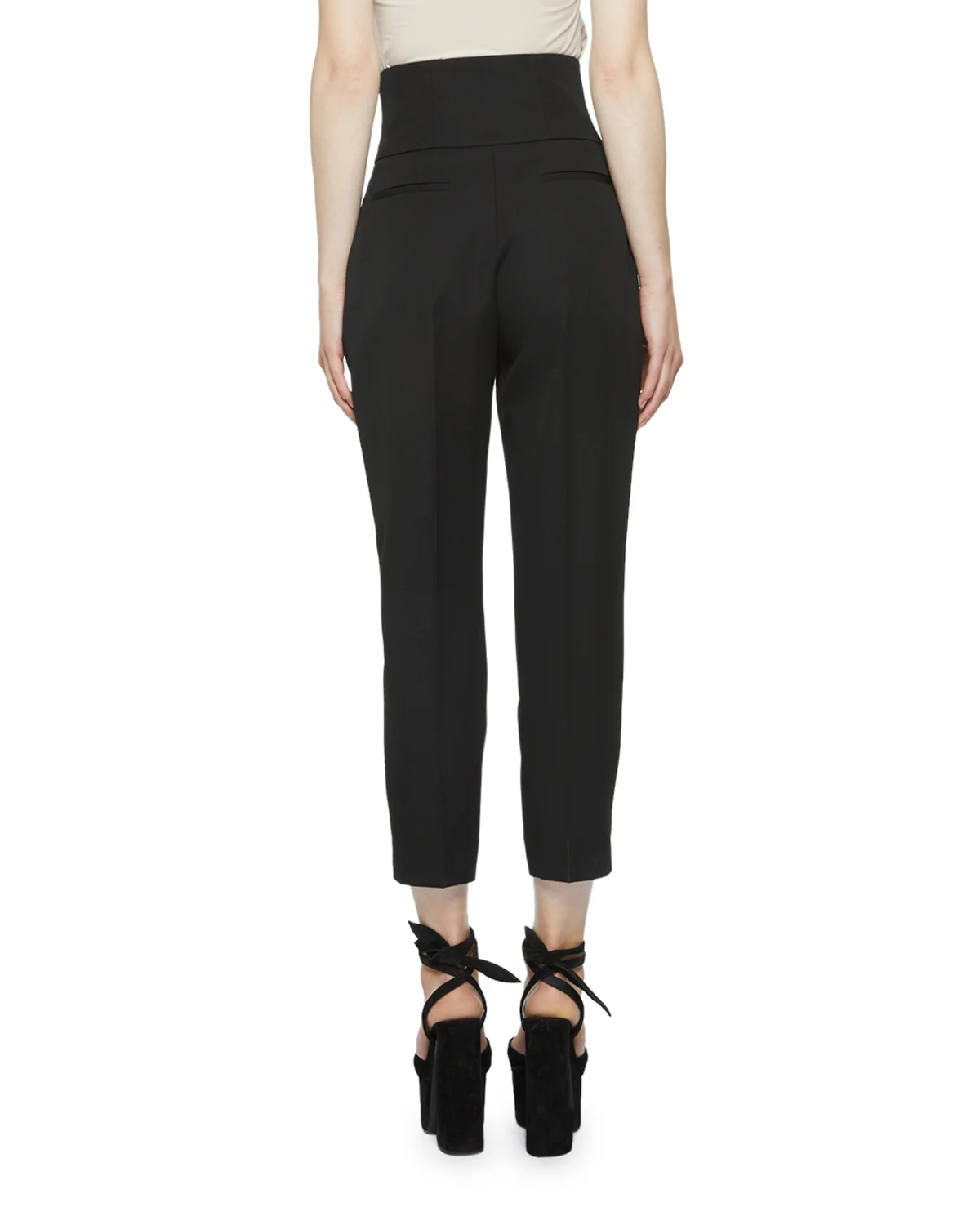 High-Rise Button-Banded Crop Trousers