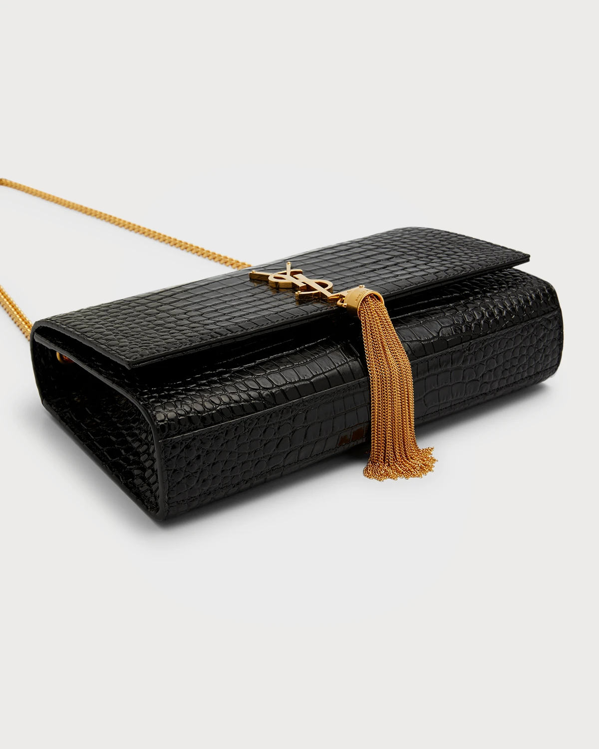 Kate Medium Tassel YSL Crossbody Bag in Croc-Embossed Leather