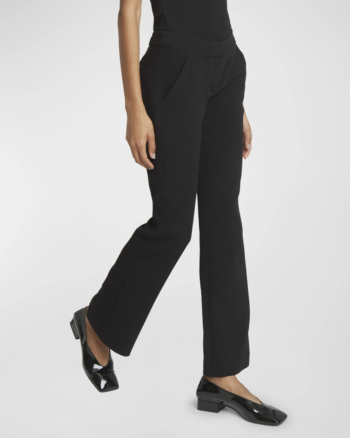 Mid-Rise Bootcut-Leg Crepe Pants