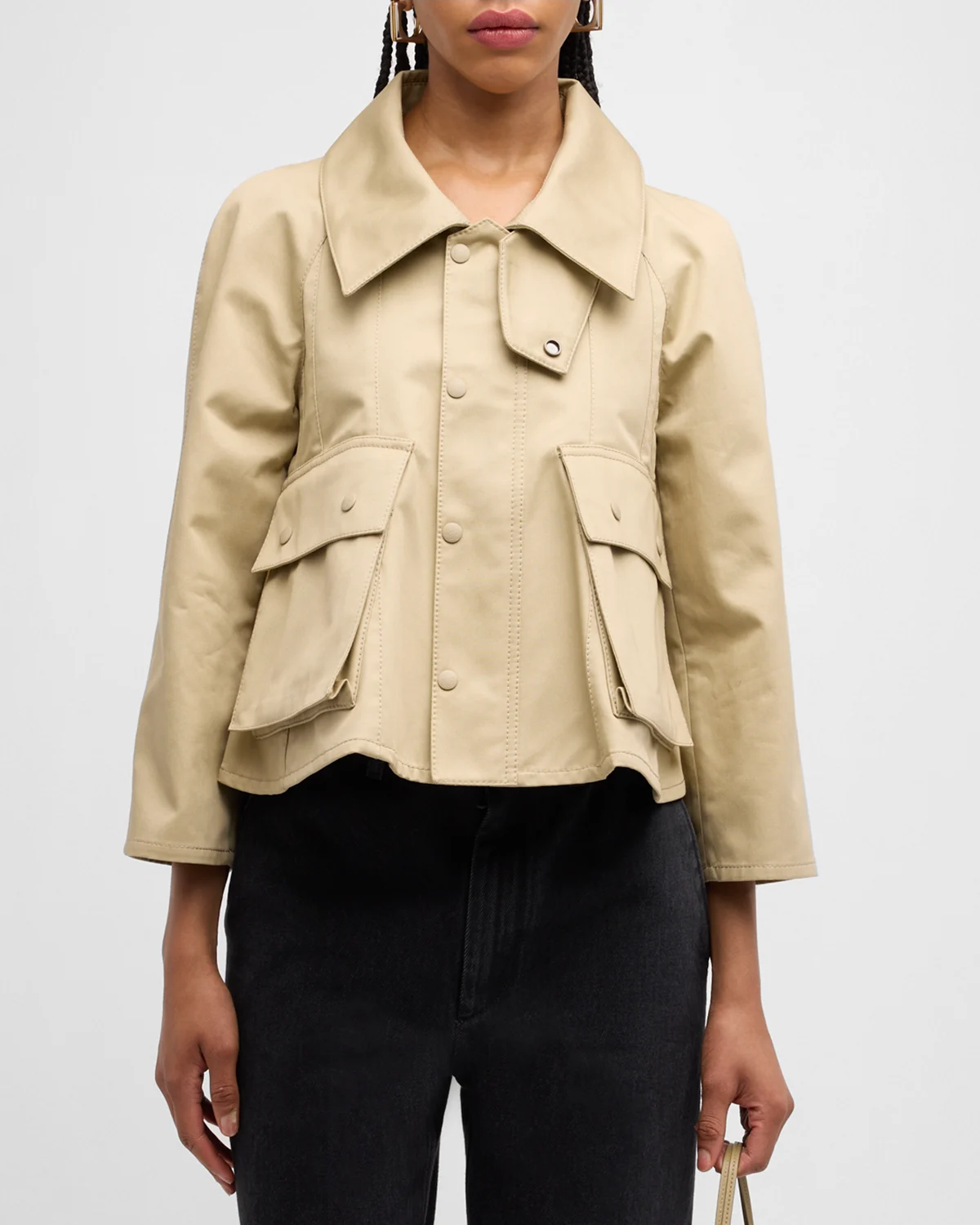 Cropped Trapeze Trench Jacket